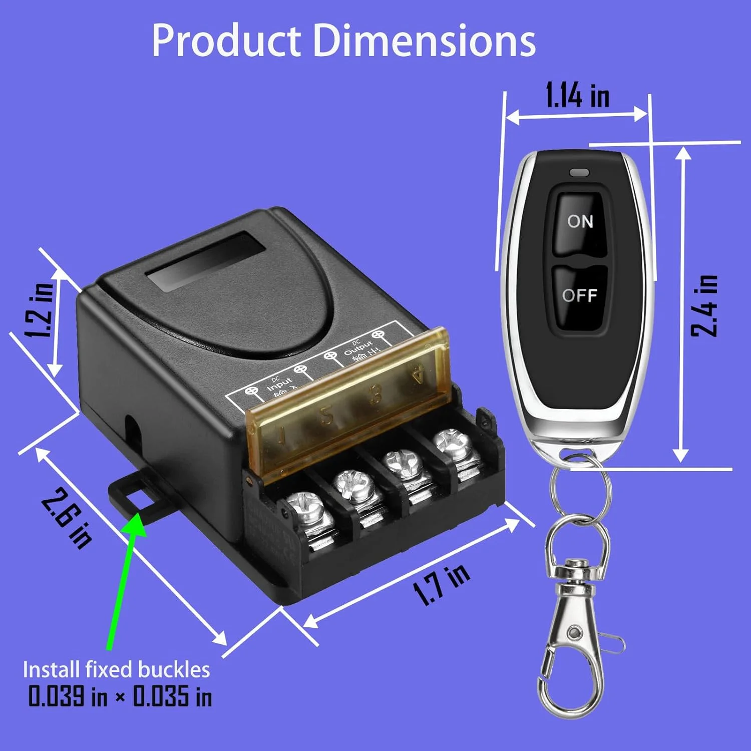 سوئیچ رله بی سیم Excefore، برد بلند 100 متری، سوئیچ رله DC 12V/24V/48V/72V 40A، برای انواع موتورهای DC، کنترل صنعتی، کنترل روشنایی
