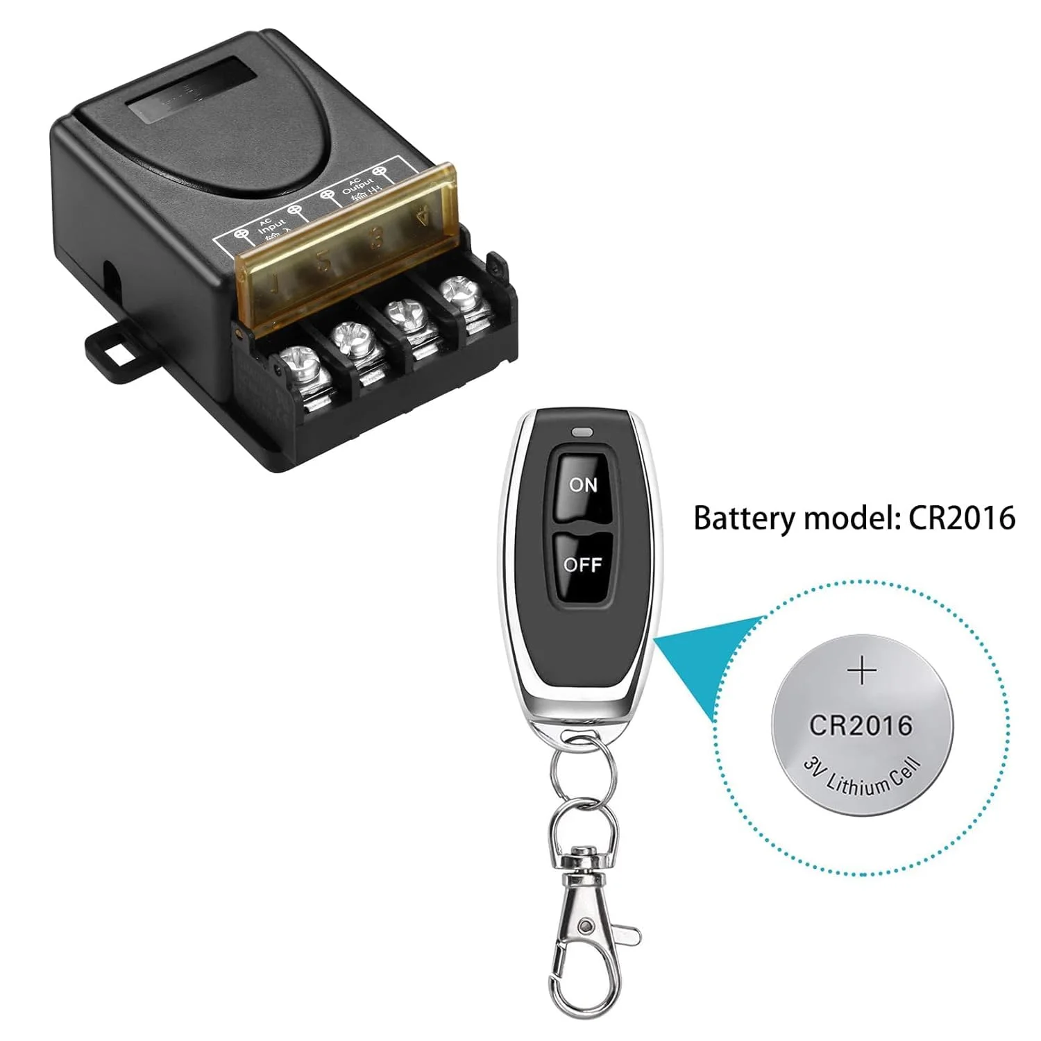 سوئیچ رله بی سیم Excefore، برد بلند 100 متری، سوئیچ رله DC 12V/24V/48V/72V 40A، برای انواع موتورهای DC، کنترل صنعتی، کنترل روشنایی