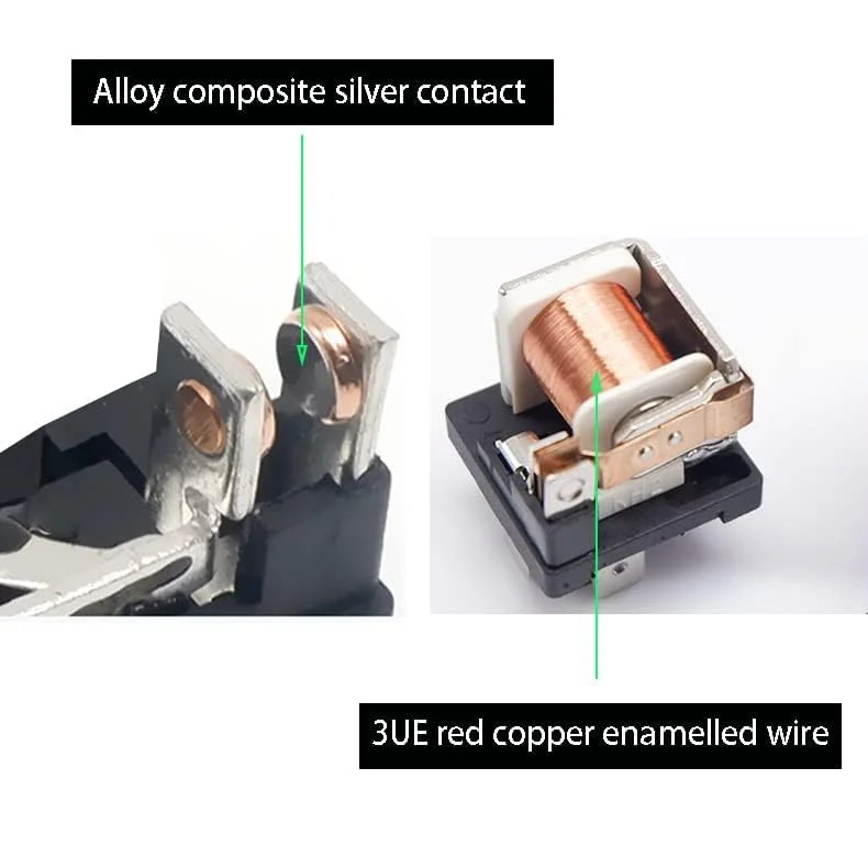 کیت رله 2 عددی 40/30 آمپر 12 ولت DC - سوئیچ رله خودرویی SPST ضد آب 4 پین با سیم های 12 AWG (سنگین برای اتومبیل، کامیون، قایق)