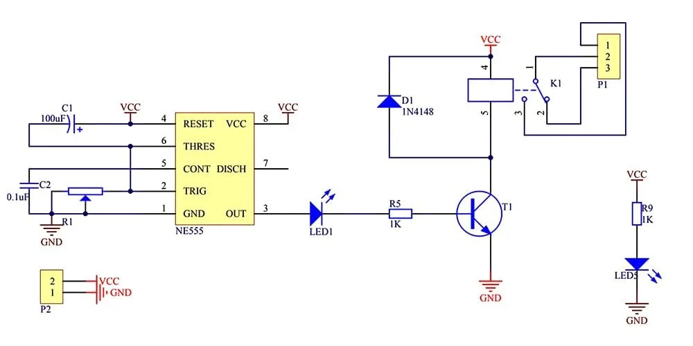 WANGCL 5 عدد ماژول رله تاخیر زمانی قابل تنظیم NE555 12V DC 0-10 ثانیه برای آردوینو رزبری پای