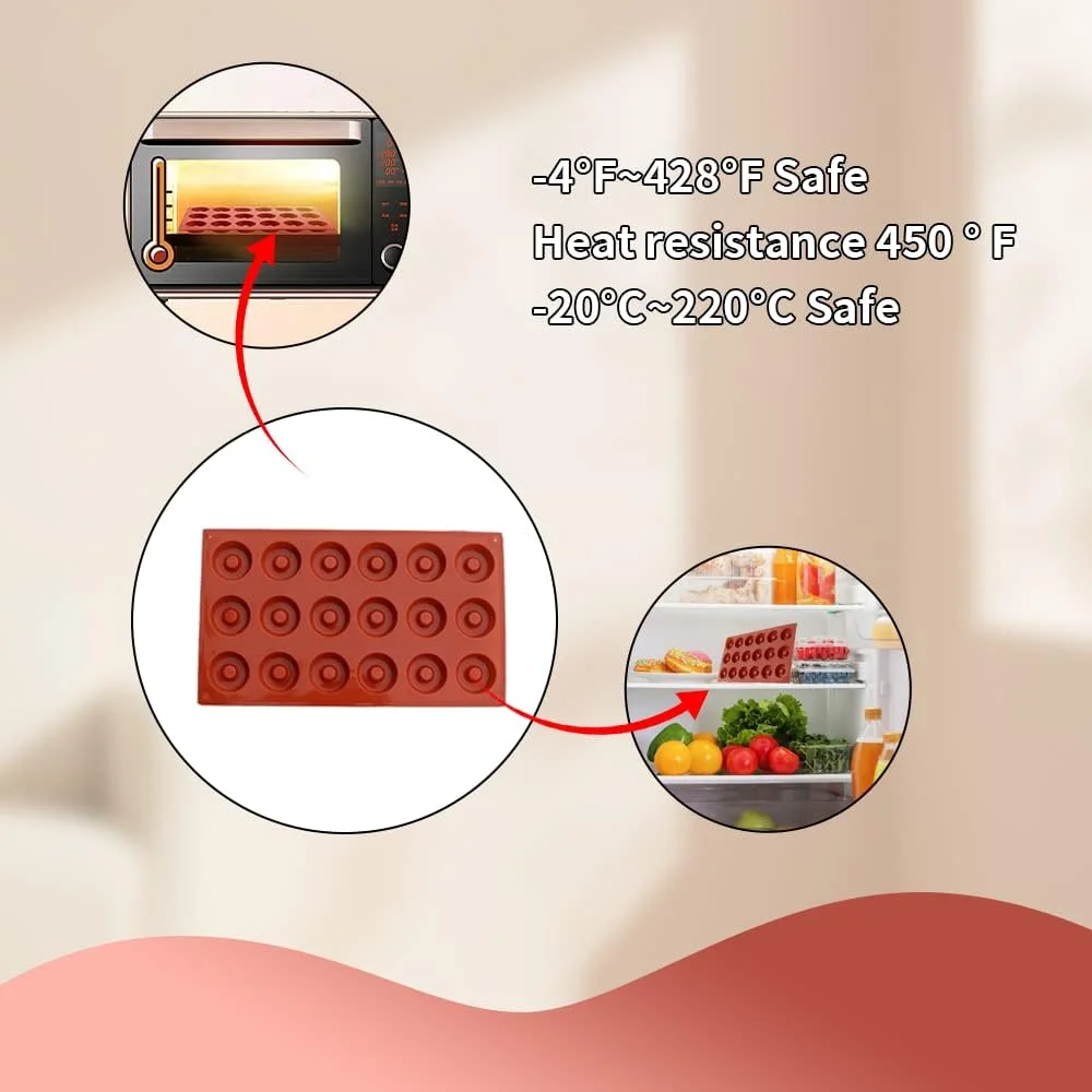 قالب دونات YMPEKA سیلیکونی برای پخت مینی دونات، سینی پخت دونات 18 حفره، بدون BPA و قابل شستشو در ماشین ظرفشویی، قالب پخت سیلیکونی نچسب برای تهیه کیک مافین، تارت، نان قالب دونات YMPEKA سیلیکونی برای پخت مینی دونات، سینی پخت دونات 18 حفره، بدون BPA و قابل شستشو در ماشین ظرفشویی، قالب پخت سیلیکونی نچسب برای تهیه کیک مافین، تارت، نان