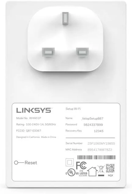 تقویت کننده وای فای مش دو بانده Linksys WHW0101P Velop برای کل خانه (AC1300، پلاگین دیواری، سازگار با سیستم Velop شما برای افزایش برد و سرعت، تا 1500 فوت مربع، سفید)