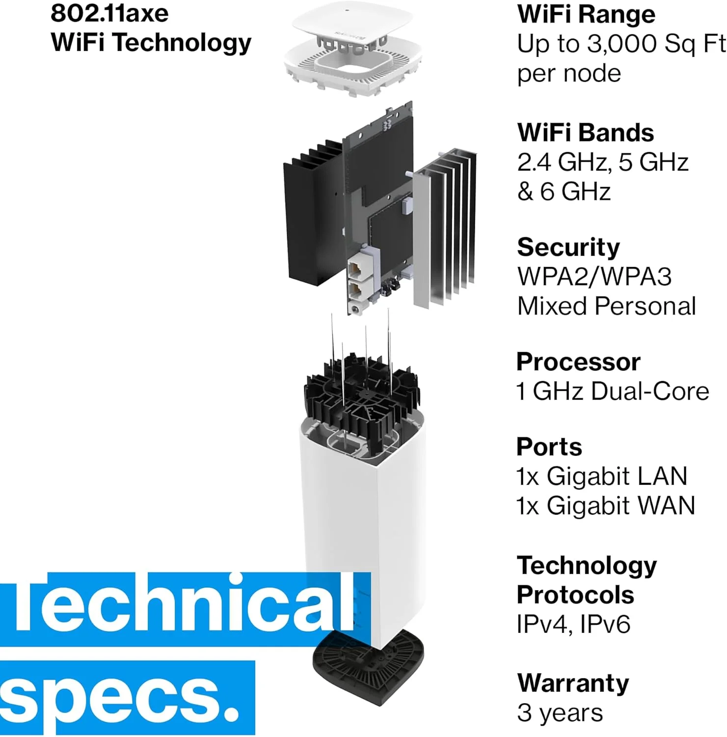 سیستم مش وای فای 6E لینکسیس Velop Pro، بسته 3 عددی، سفید، Mx6203-Ke