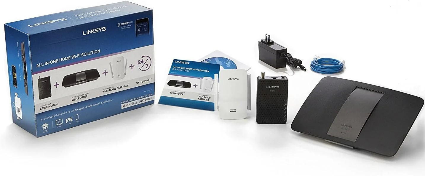 مودم کابلی پرسرعت Linksys AC1600 Wi-Fi Wireless Dual-Band + Linksys CM3008 DOCSIS 3.0 8x4