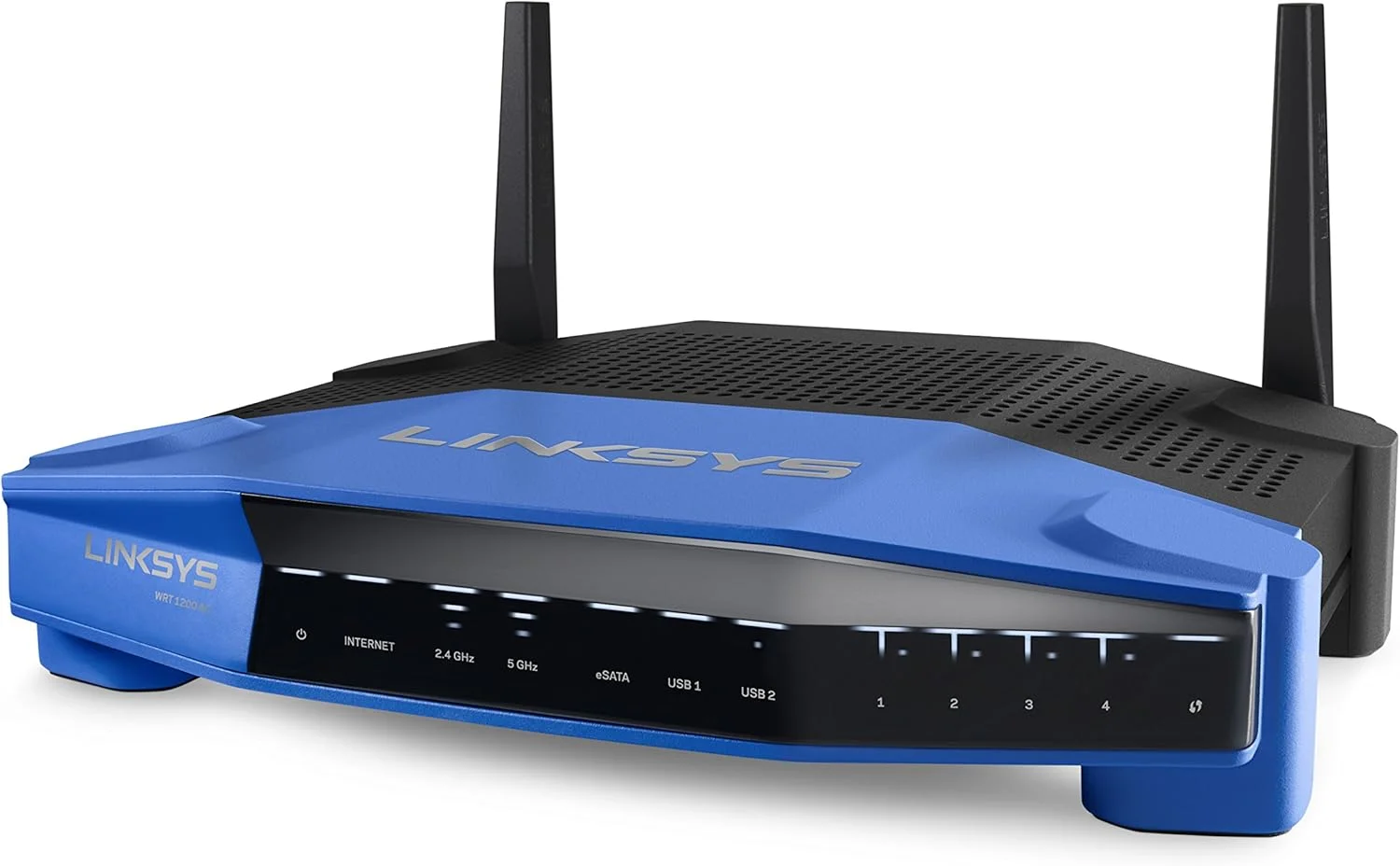 روتر بی‌سیم دو بانده و وای‌فای Linksys WRT1200AC با پورت‌های گیگابیتی و USB 3.0 و eSATA