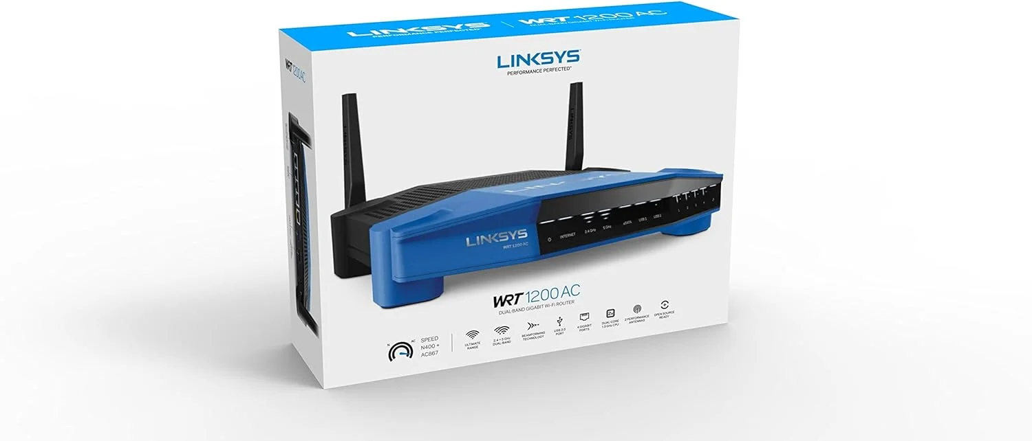 روتر بی‌سیم دو بانده و وای‌فای Linksys WRT1200AC با پورت‌های گیگابیتی و USB 3.0 و eSATA