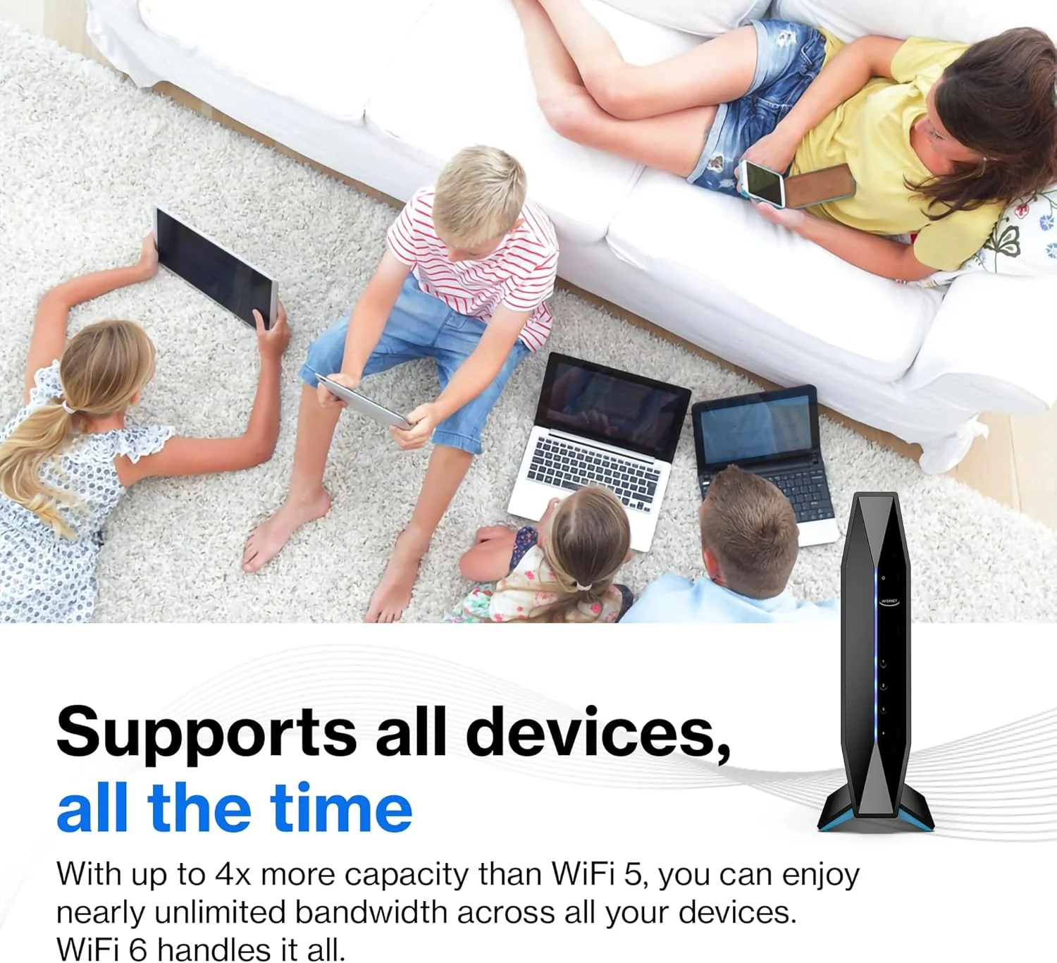 روتر وای فای 6 لینکسیس AX3200 برای شبکه خانگی، روتر وای فای گیگابیتی بی سیم AX دو بانده، سرعت بالا تا 3.2 گیگابیت بر ثانیه و پوشش تا 232 متر مربع، کنترل والدین، حداکثر 25 دستگاه (E8450)