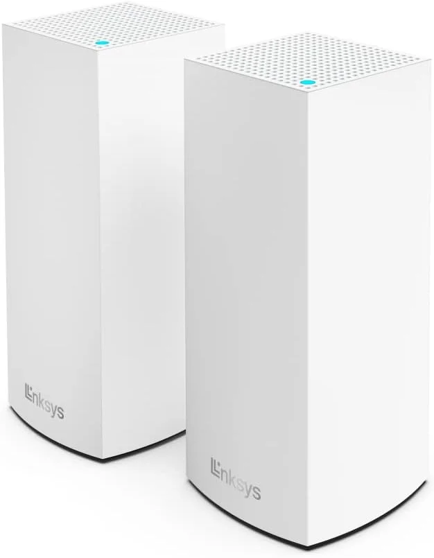 سیستم وای فای مش Linksys Atlas 6 - روتر بی سیم دو بانده AX3000 - توسعه دهنده وای فای با سرعت تا 3.0 گیگابیت در ثانیه، 4 برابر سریعتر برای 50+ دستگاه و 4000 فوت مربع - بسته 2 عددی، سفید