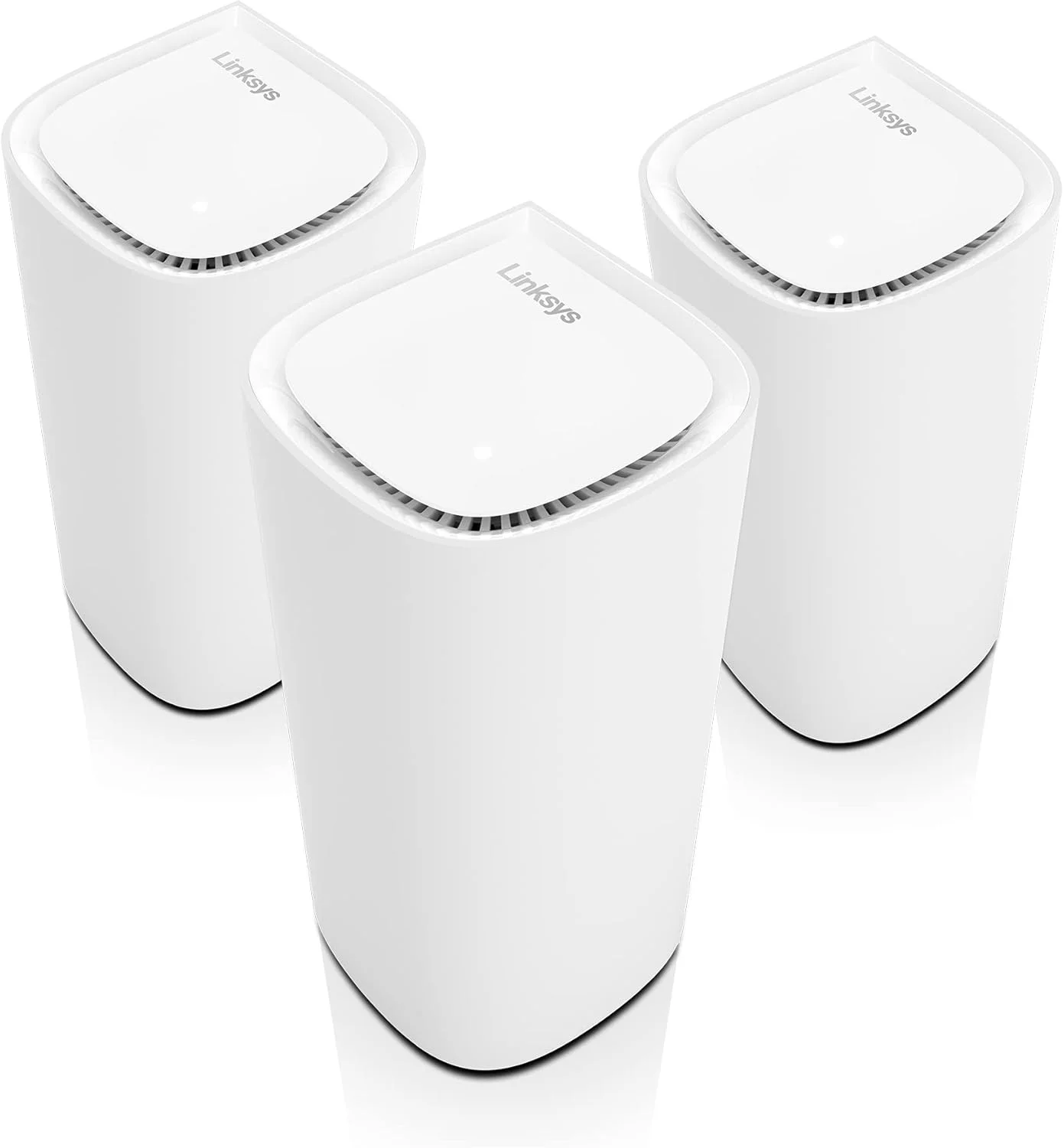 سیستم مش وای فای 6E سه بانده Linksys Velop Pro مدل MX6203-KE - روتر مش شناختی با دسترسی به باند 6 گیگاهرتز و سرعت گیگابیتی واقعی 5.4 گیگابیت بر ثانیه - پوشش کل خانه تا 9000 فوت مربع و 200 دستگاه - بسته 3 عددی