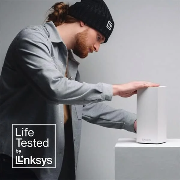 سیستم وای فای مش Linksys MX8000 Velop، جایگزین روتر، شبکه بی سیم سه بانده برای پوشش کل خانه، پوشش 5400 فوت مربع، 80+ دستگاه، سرعت تا (AX4000) 4.2 گیگابیت بر ثانیه - 2 بسته