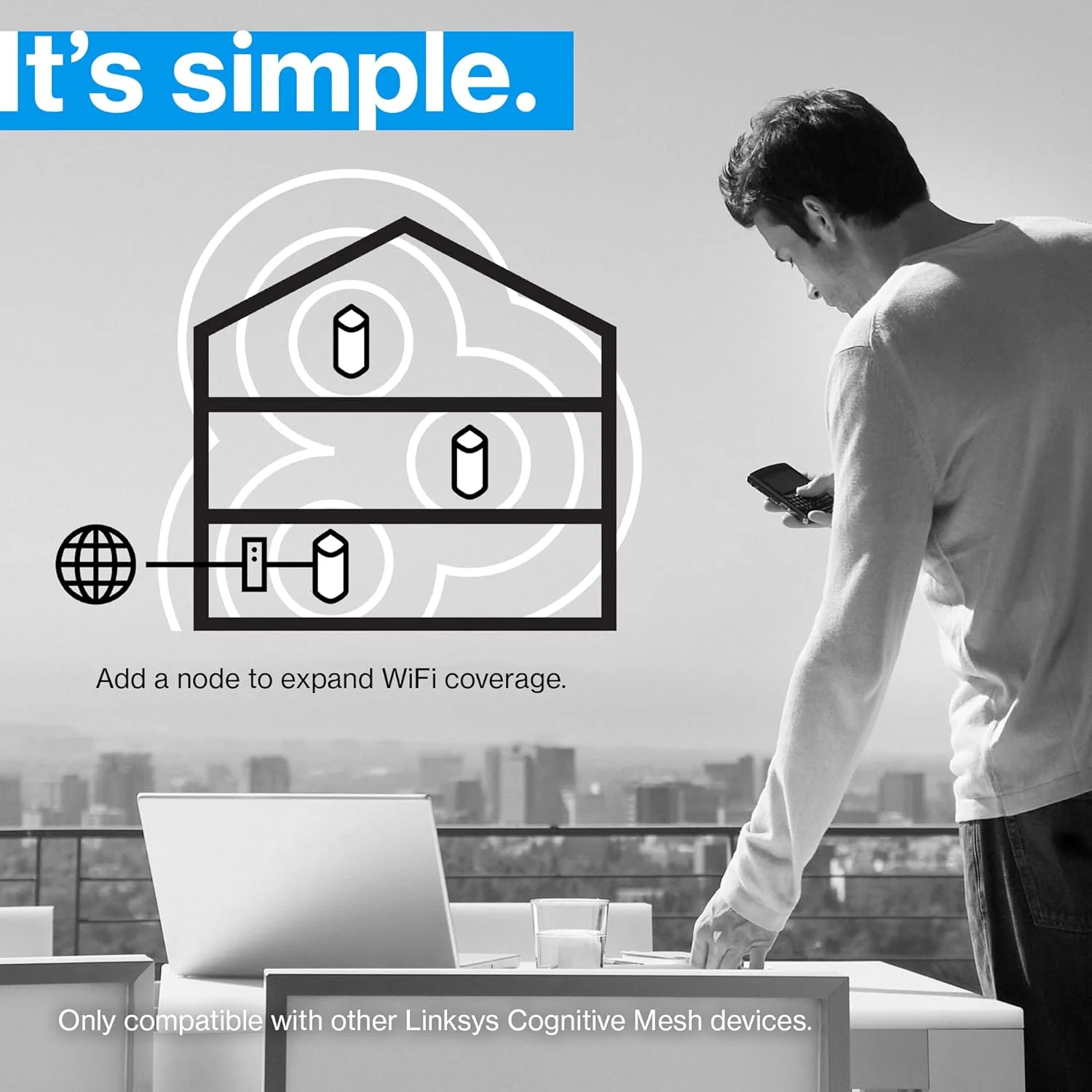 سیستم مش وای فای 6E سه بانده Linksys Velop Pro مدل MX6203-KE - روتر مش شناختی با دسترسی به باند 6 گیگاهرتز و سرعت گیگابیتی واقعی 5.4 گیگابیت بر ثانیه - پوشش کل خانه تا 9000 فوت مربع و 200 دستگاه - بسته 3 عددی