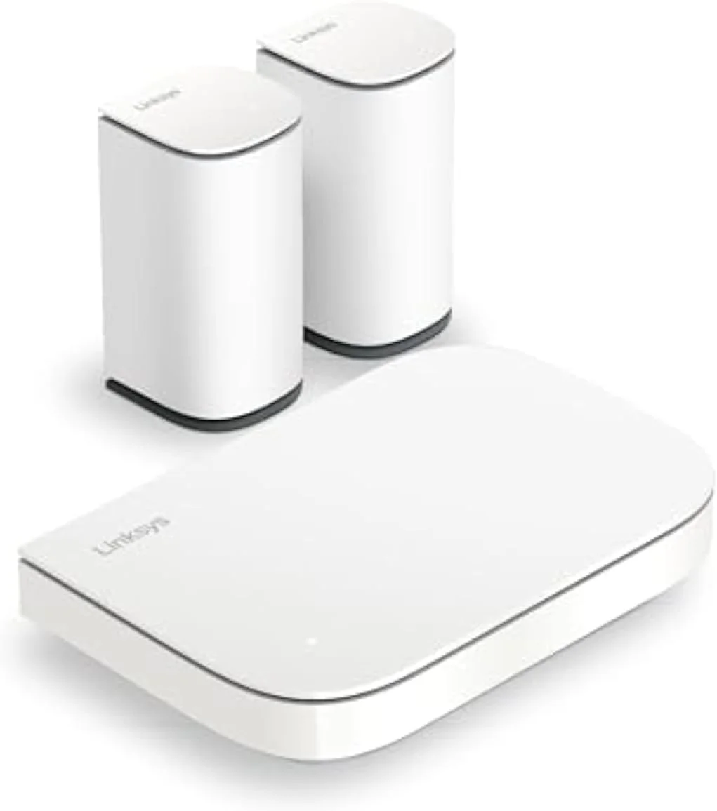 سیستم وای فای مش دو بانده Linksys Velop Micro 6 - روتر وای فای 6 با سرعت تا 3 گیگابیت بر ثانیه، پوشش 465 متر مربع، پشتیبانی از 150+ دستگاه - جایگزین روتر و توسعه دهنده اینترنت، بسته 3 عددی
