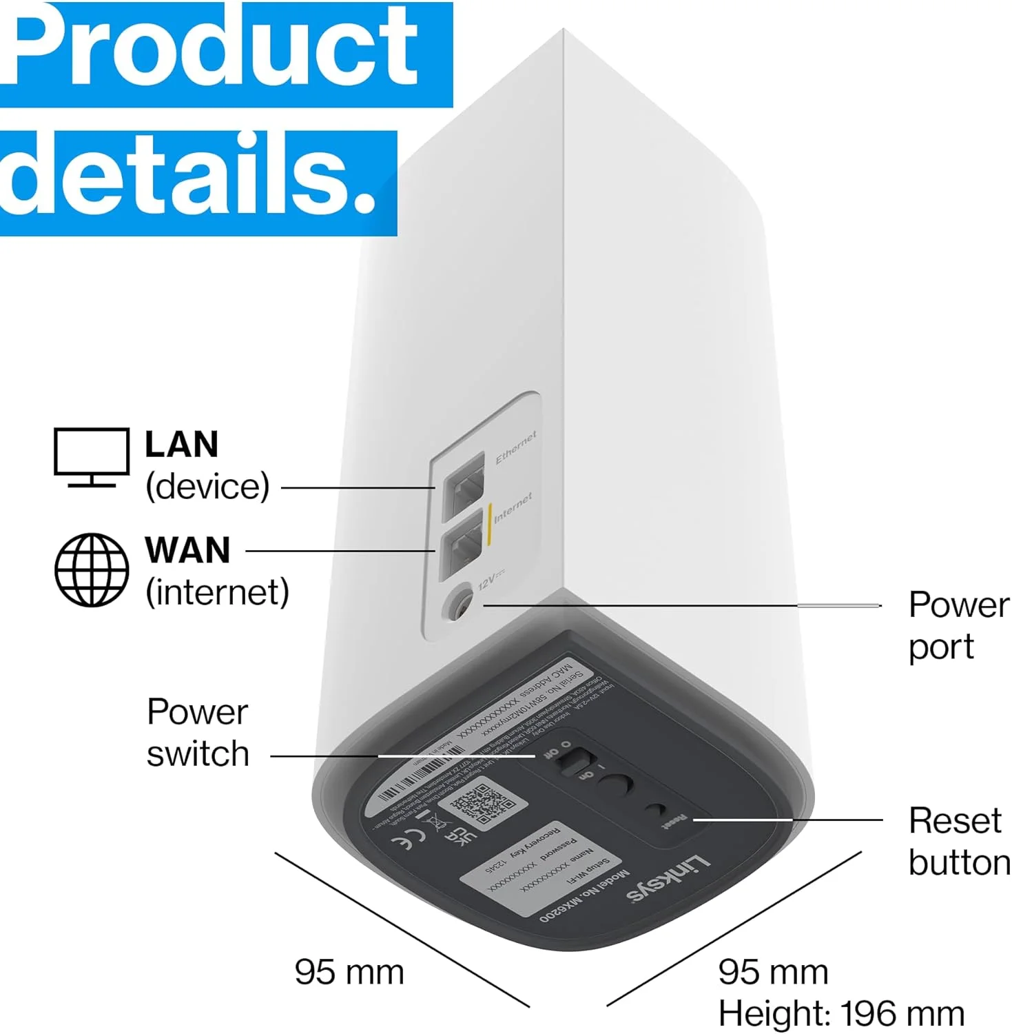 سیستم مش وای فای 6E سه بانده Linksys Velop Pro مدل MX6203-KE - روتر مش شناختی با دسترسی به باند 6 گیگاهرتز و سرعت گیگابیتی واقعی 5.4 گیگابیت بر ثانیه - پوشش کل خانه تا 9000 فوت مربع و 200 دستگاه - بسته 3 عددی