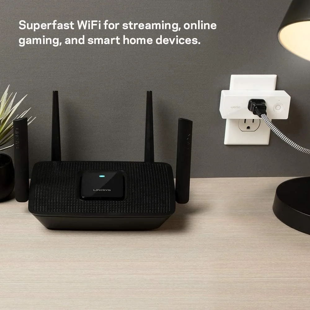 روتر وای فای 5 مش سه بانده Linksys MR8300 (AC2200) - سازگار با سیستم وای فای Velop Whole Home - روتر گیمینگ اینترنت با 4 پورت گیگابیتی اترنت، پورت USB 3.0 و کنترل والدین از طریق برنامه Linksys