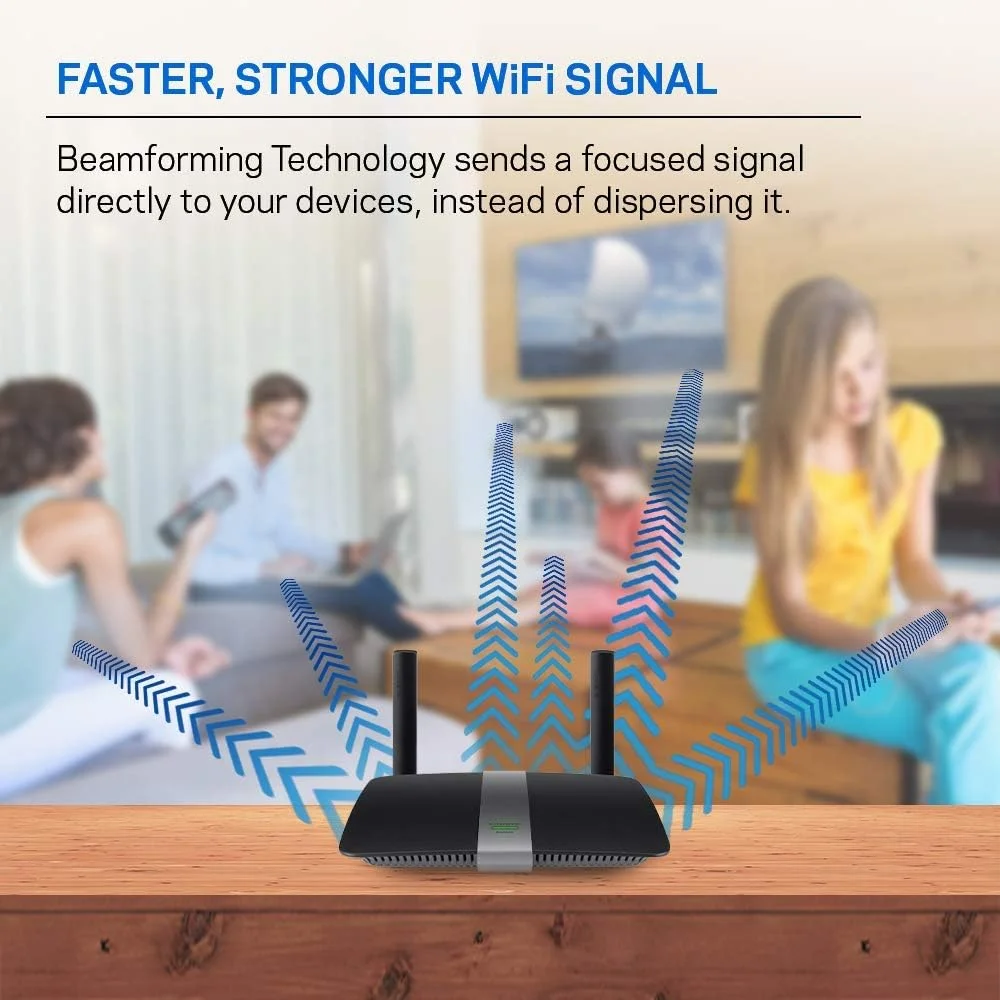 روتر وای فای دو بانده Linksys EA6350 برای خانه (روتر بی سیم سریع AC1200)، مشکی