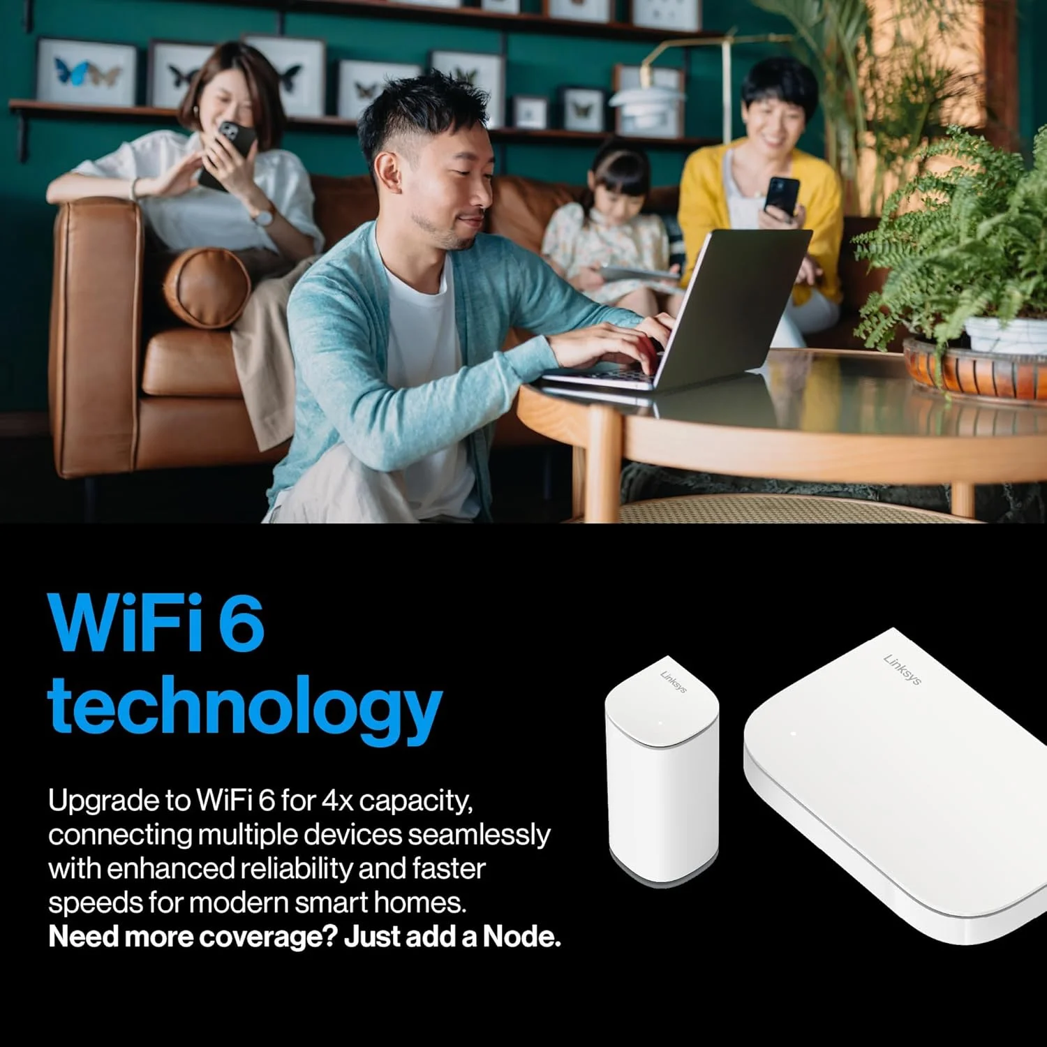 سیستم وای فای مش دو بانده Linksys Velop Micro 6 - روتر گیمینگ گیگابیتی وای فای 6 با سرعت تا 3 گیگابیت بر ثانیه، پوشش 325 متر مربع و پشتیبانی از 150+ دستگاه - جایگزین روتر و توسعه دهنده اینترنت، بسته 2 عددی