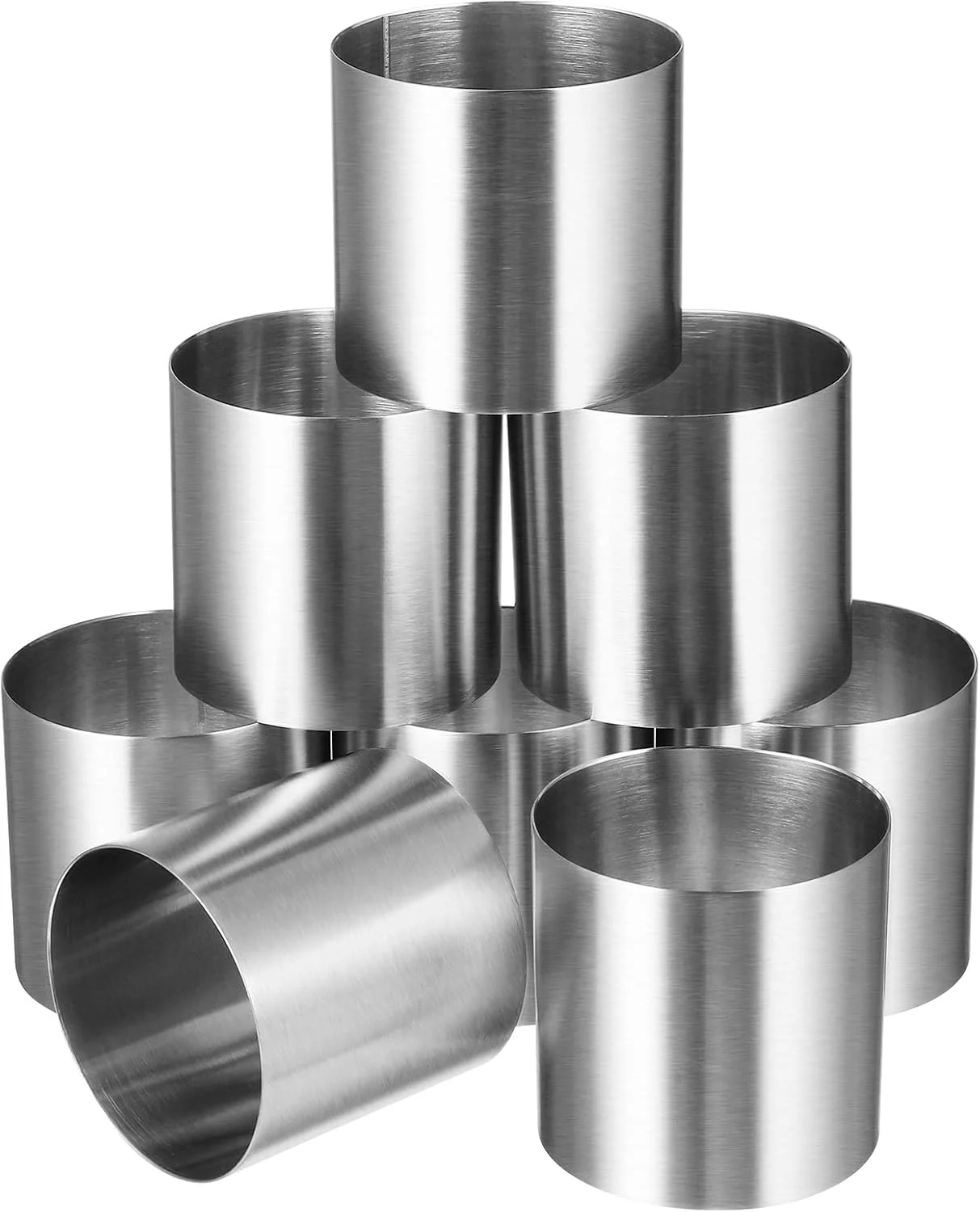 YARNOW قالب موس کیک قالب پخت کیک حلقه قالب تزئین کیک استیل ضد زنگ قالب پخت آشپزخانه 8 عدد