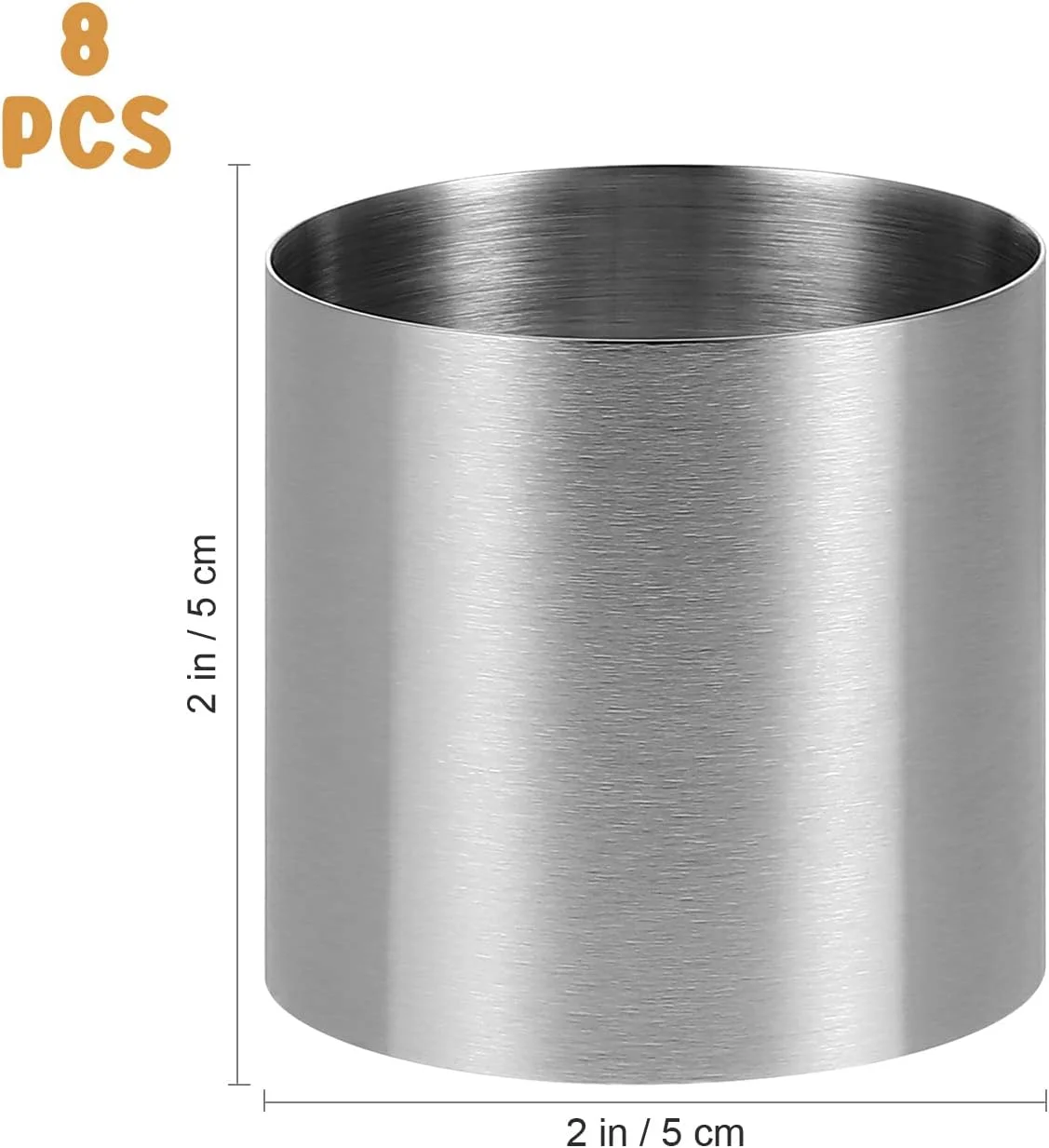 YARNOW قالب موس کیک قالب پخت کیک حلقه قالب تزئین کیک استیل ضد زنگ قالب پخت آشپزخانه 8 عدد