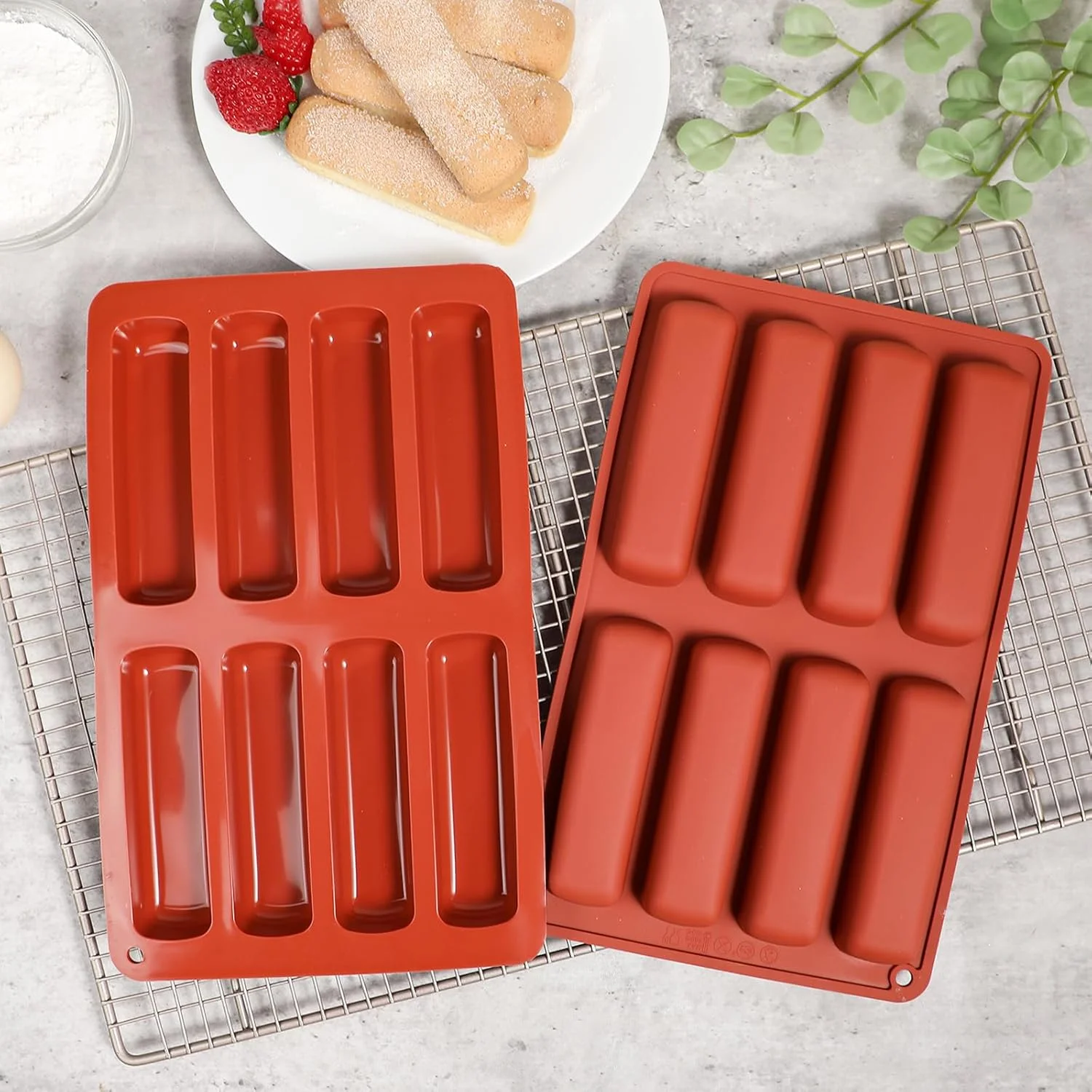 قالب سیلیکونی کیک Webake، قالب اکلر سیلیکونی، قالب های انگشتی 2 عددی، سینی های سیلیکونی استوانه ای برای پخت، صابون، رزین، شکلات