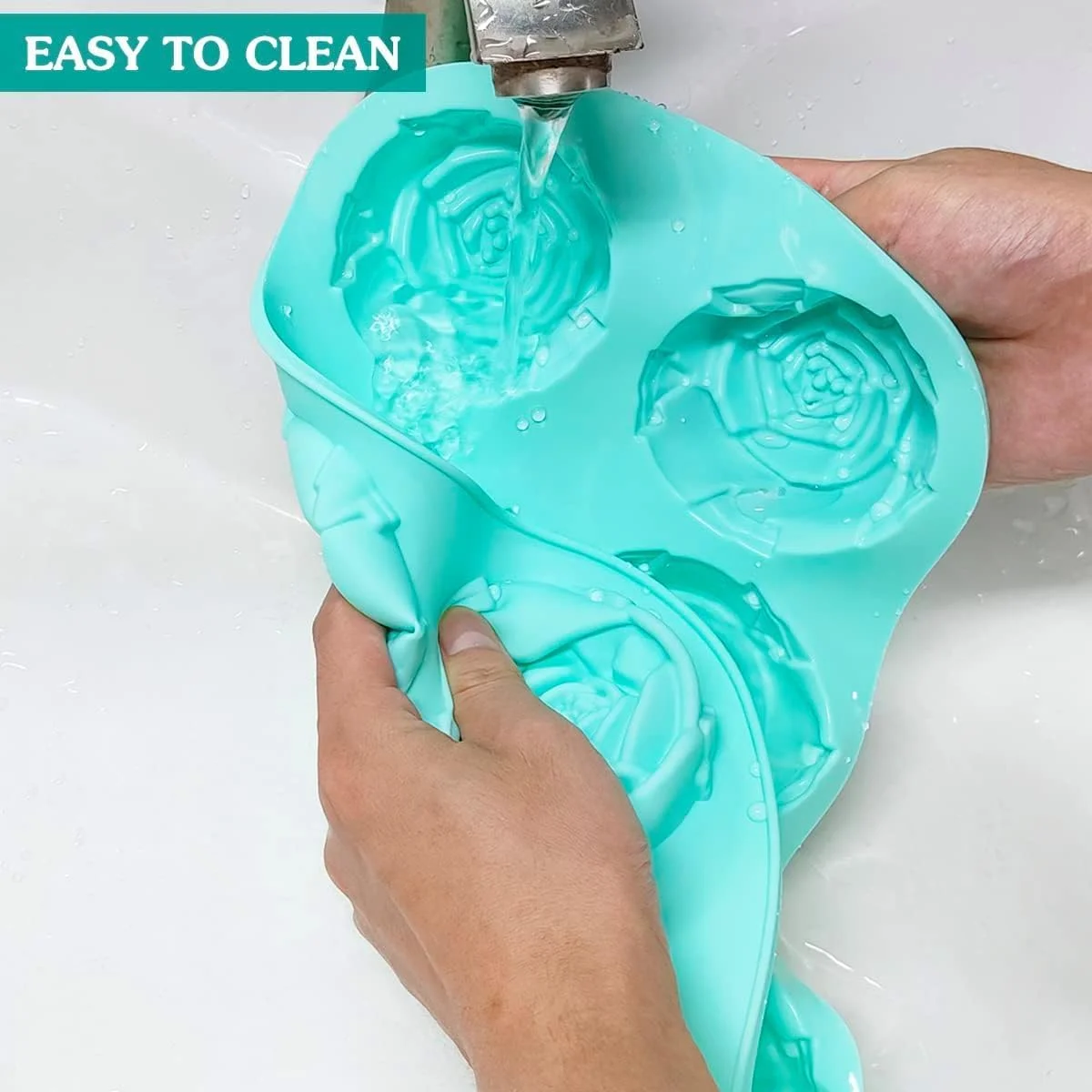 قالب سیلیکونی 6 حفره ای ویلگو 2 عددی طرح گل رز، قالب های سیلیکونی نچسب برای شکلات، قالب یخ، کوکی، کاپ کیک و ژله