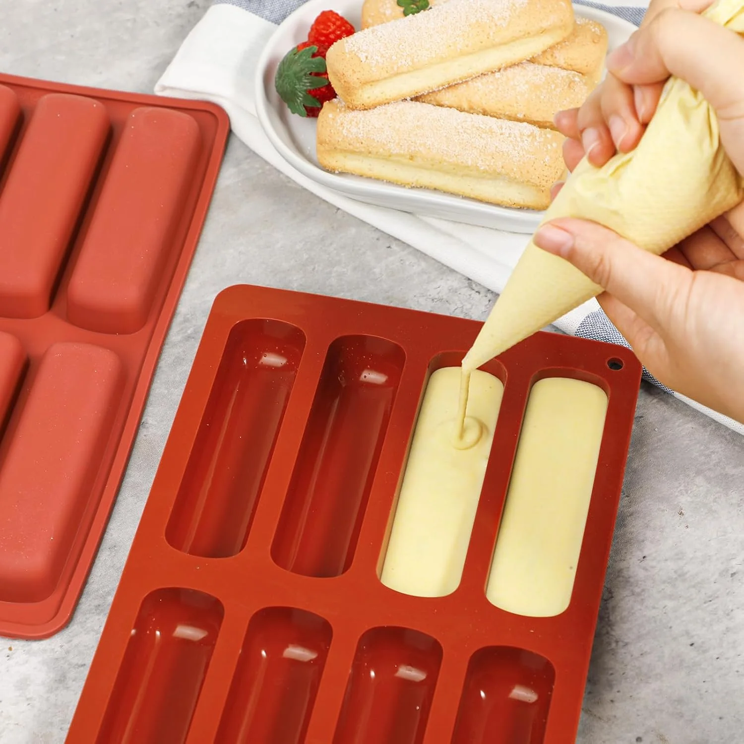 قالب سیلیکونی کیک Webake، قالب اکلر سیلیکونی، قالب های انگشتی 2 عددی، سینی های سیلیکونی استوانه ای برای پخت، صابون، رزین، شکلات