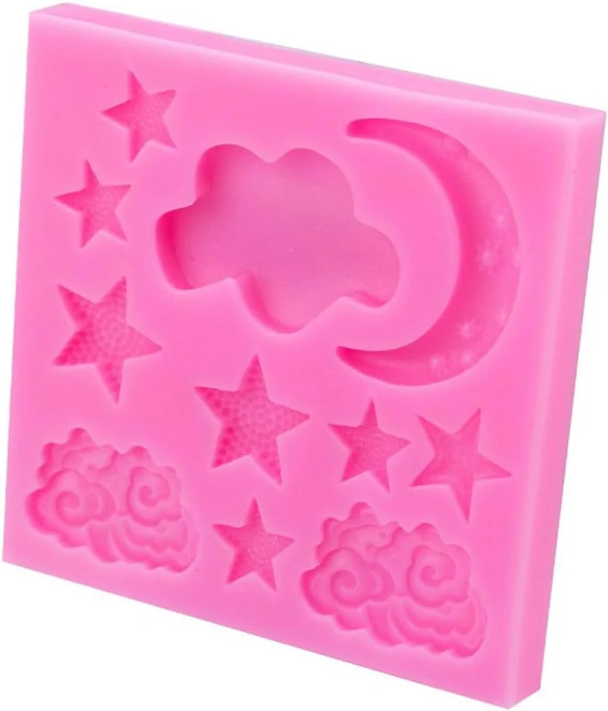 قالب سیلیکونی شکلات طرح گل رز سه بعدی یامی بوبو، برای تزئین کیک، شکلات، آبنبات، پخت کوکی، قالب تزئینی روز ولنتاین، عروسی و سالگرد (ماه و ستاره)