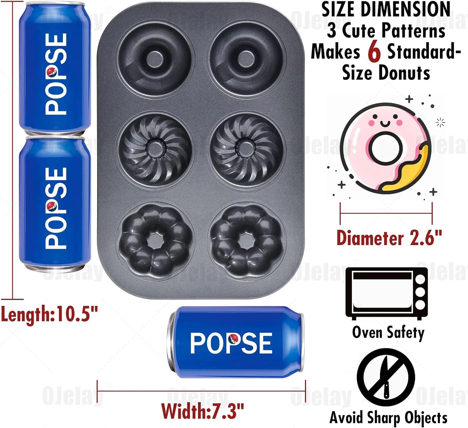 قالب دونات تریفی برای پخت و پز 6 تایی 2 عددی، قالب نچسب بیگل، قالب دونات از جنس فولاد کربنی بادوام