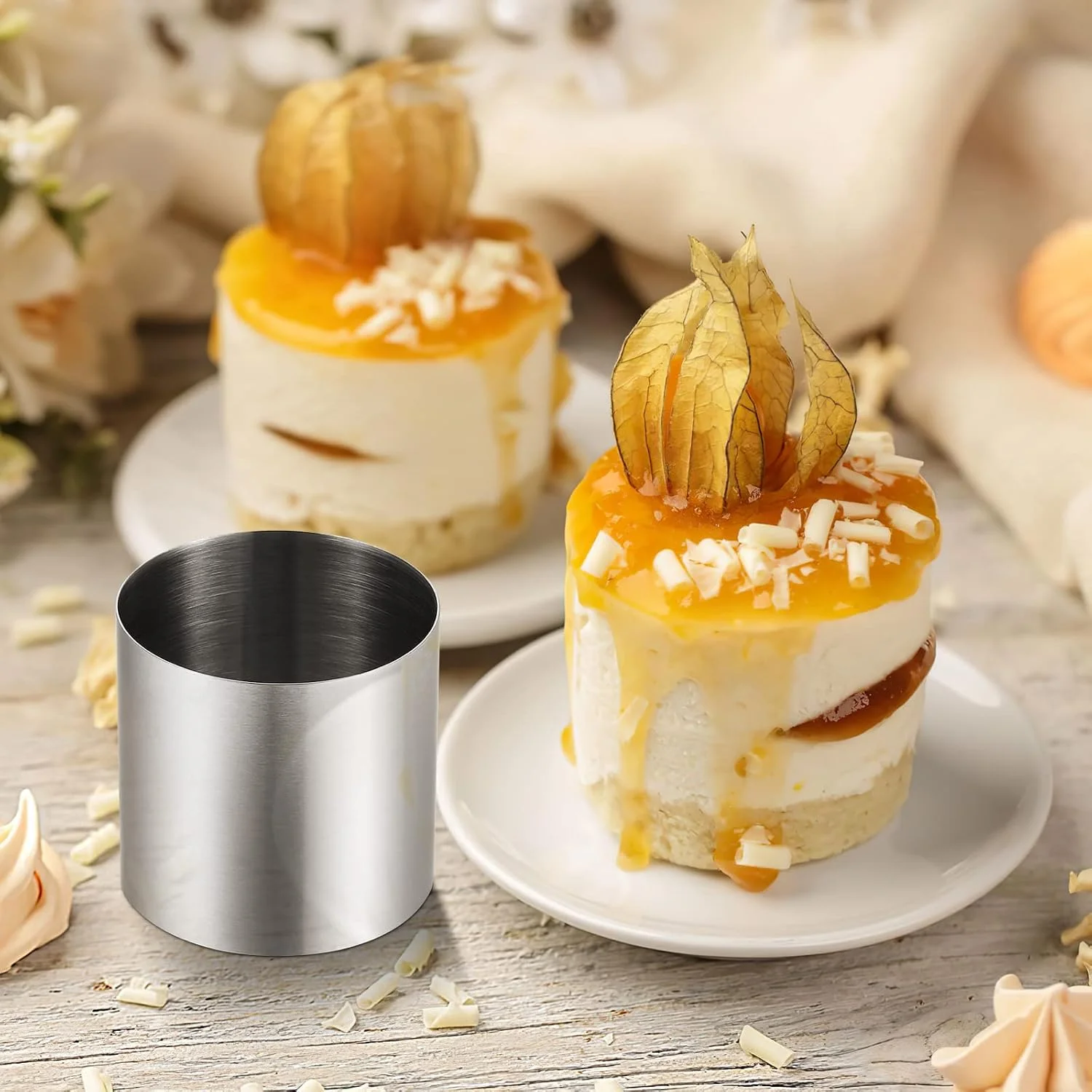 YARNOW قالب موس کیک قالب پخت کیک حلقه قالب تزئین کیک استیل ضد زنگ قالب پخت آشپزخانه 8 عدد YARNOW قالب موس کیک قالب پخت کیک حلقه قالب تزئین کیک استیل ضد زنگ قالب پخت آشپزخانه 8 عدد