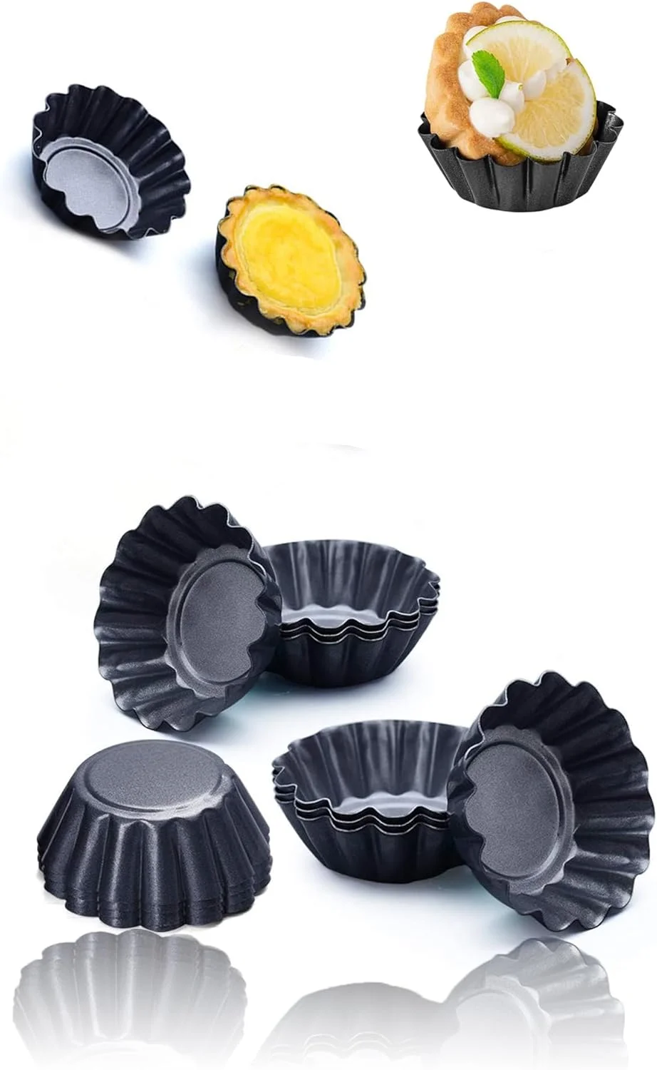ست قالب تارت تخم مرغی 12 عددی Sweet seven - پخت آسان تارت و مافین های بی نقص - ابزار پخت فولادی کربنی برای کاپ کیک و کیک - سایز 2.6 x 0.9 اینچ - در آشپزخانه خلاق باشید!