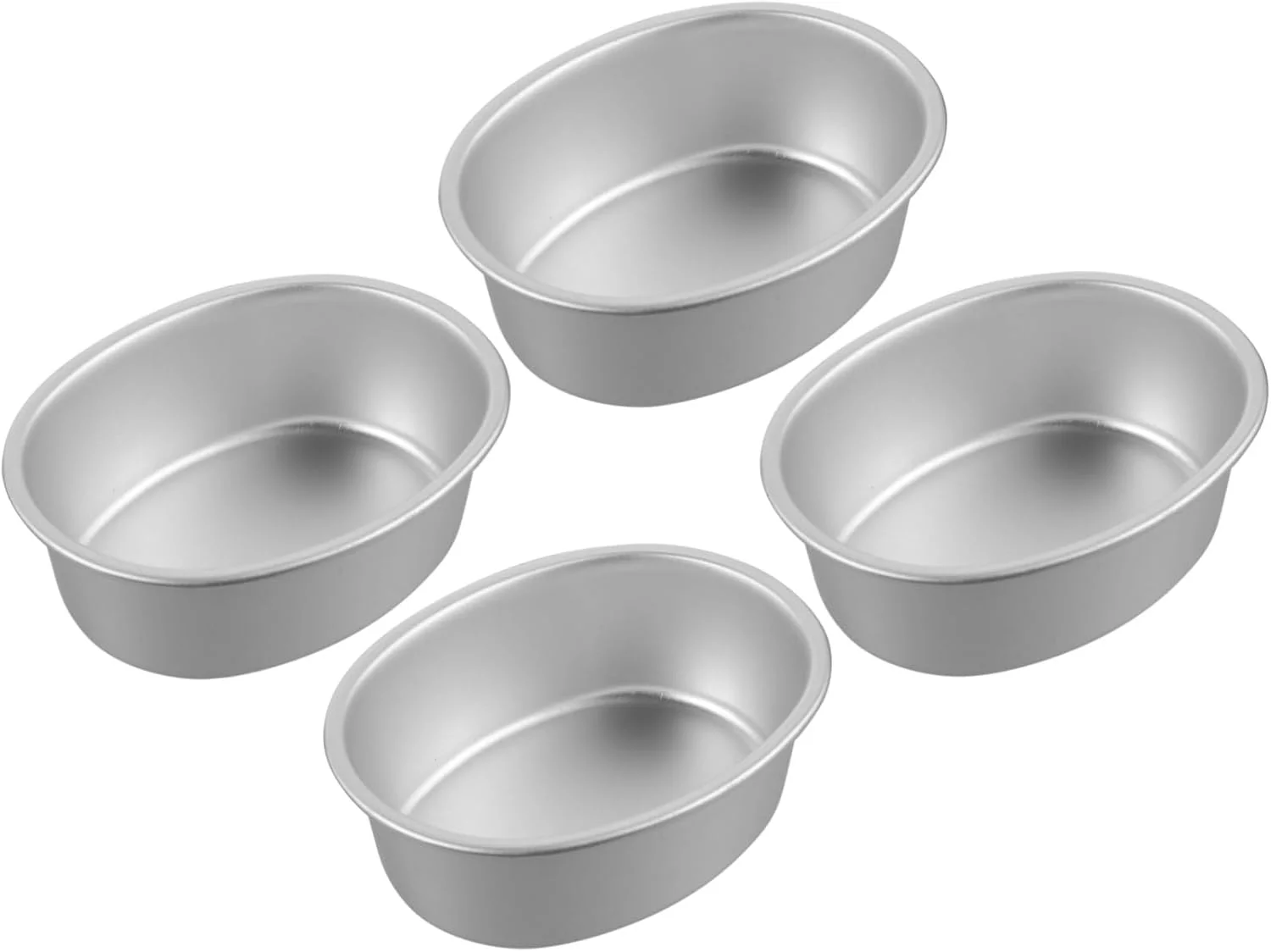 SUPVOX 4 عدد قالب کیک بیضی نچسب آلیاژ آلومینیوم برای کیک، مافین و دسر، جدا سازی و تمیز کردن آسان، ابزار پخت ایمن در فر