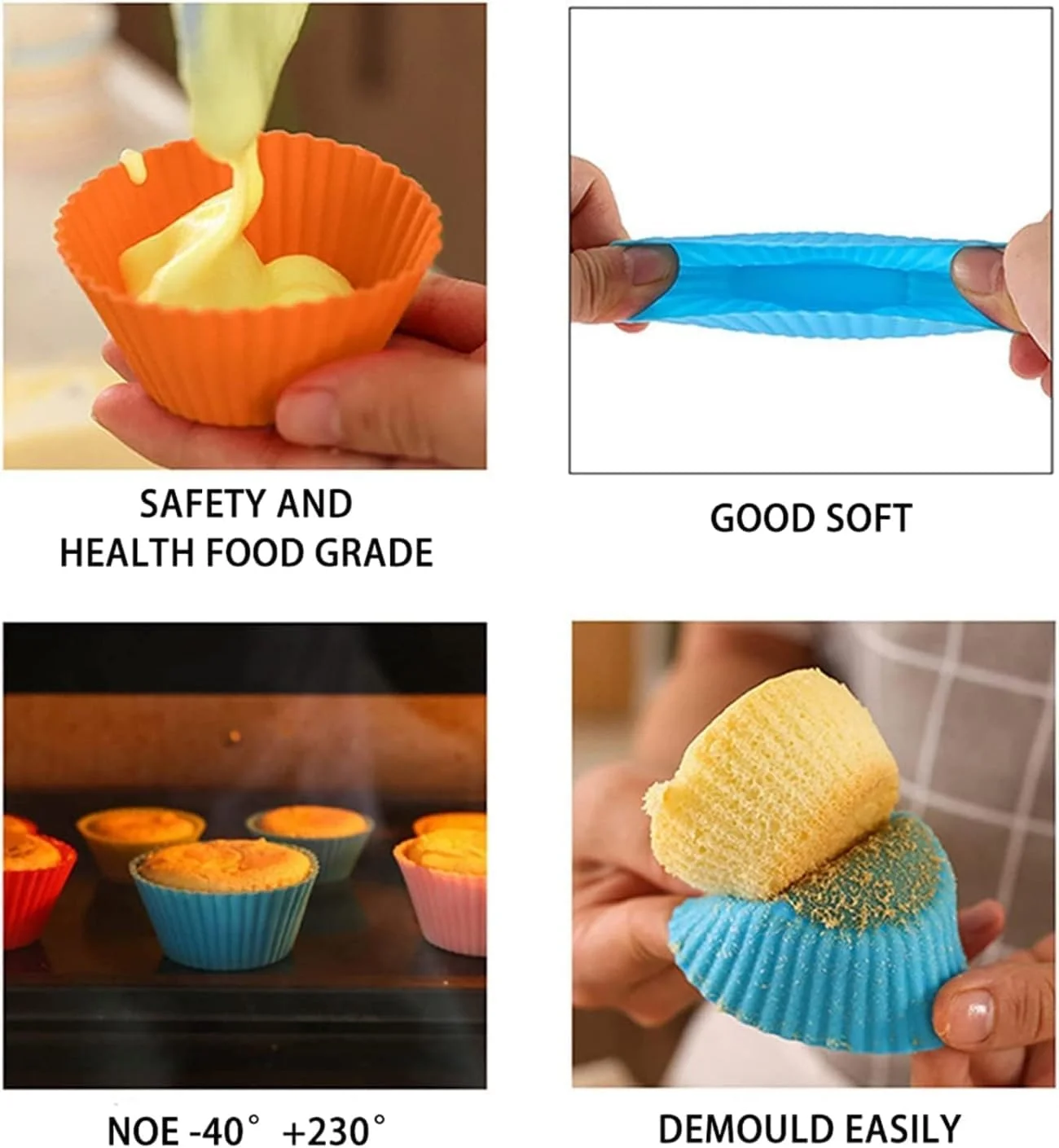 کپسول های سیلیکونی کیک پزی SKY-TOUCH، بسته 12 عددی، قالب های مافین کیک شکلاتی نچسب قابل استفاده مجدد، چند رنگ