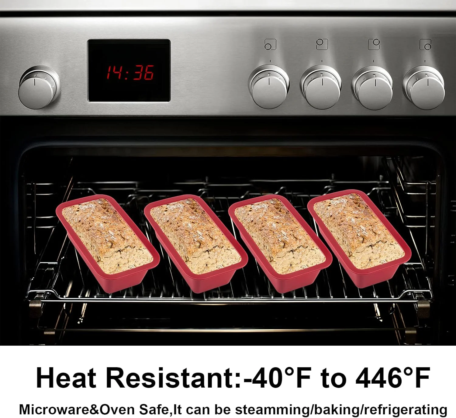 ست 4 تایی قالب مینی لوف سیلیکونی، قالب کیک مستطیلی سیلیکونی نچسب با قابلیت جدا شدن آسان برای پخت نان، قالب پخت سیلیکونی انعطاف پذیر بدون BPA و قالب نان، قالب تست، قالب لوف براونی، قالب کیک…