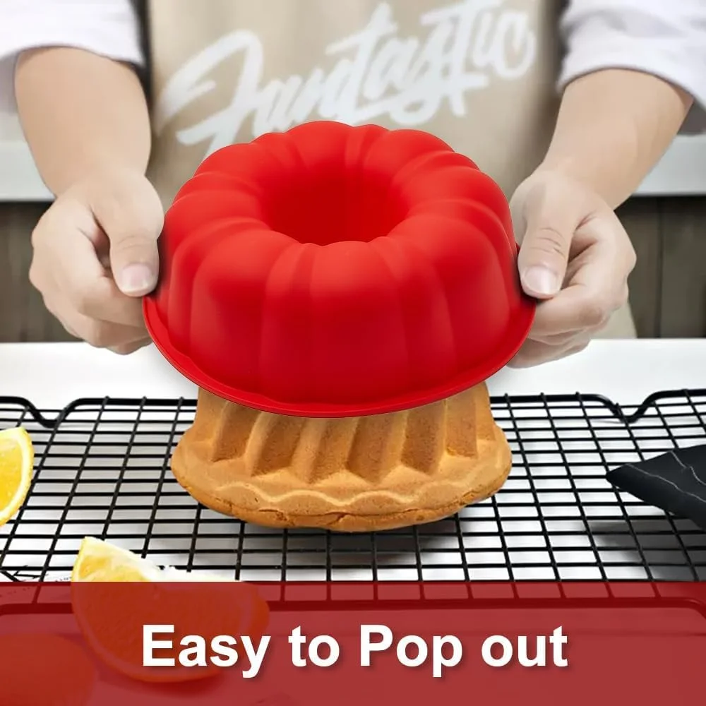 ست 2 عددی قالب کیک سیلیکونی بوندت، قالب های گرد نچسب 10 اینچی برای پخت کیک، ژله و ژلاتین