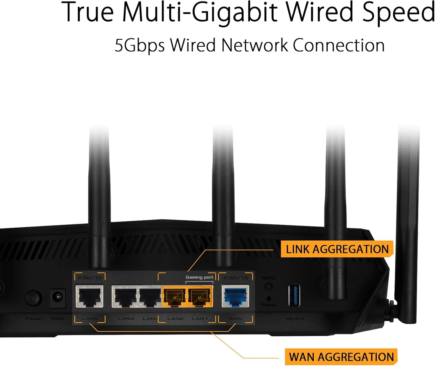 روتر گیمینگ ASUS TUF Gaming WiFi 6 (TUF-AX6000) - پورت اختصاصی گیمینگ، پورت دوگانه 2.5G، انتقال پورت 3 مرحله ای، روتر قابل توسعه با AiMesh، امنیت شبکه AiProtection Pro، نورپردازی Aura RGB