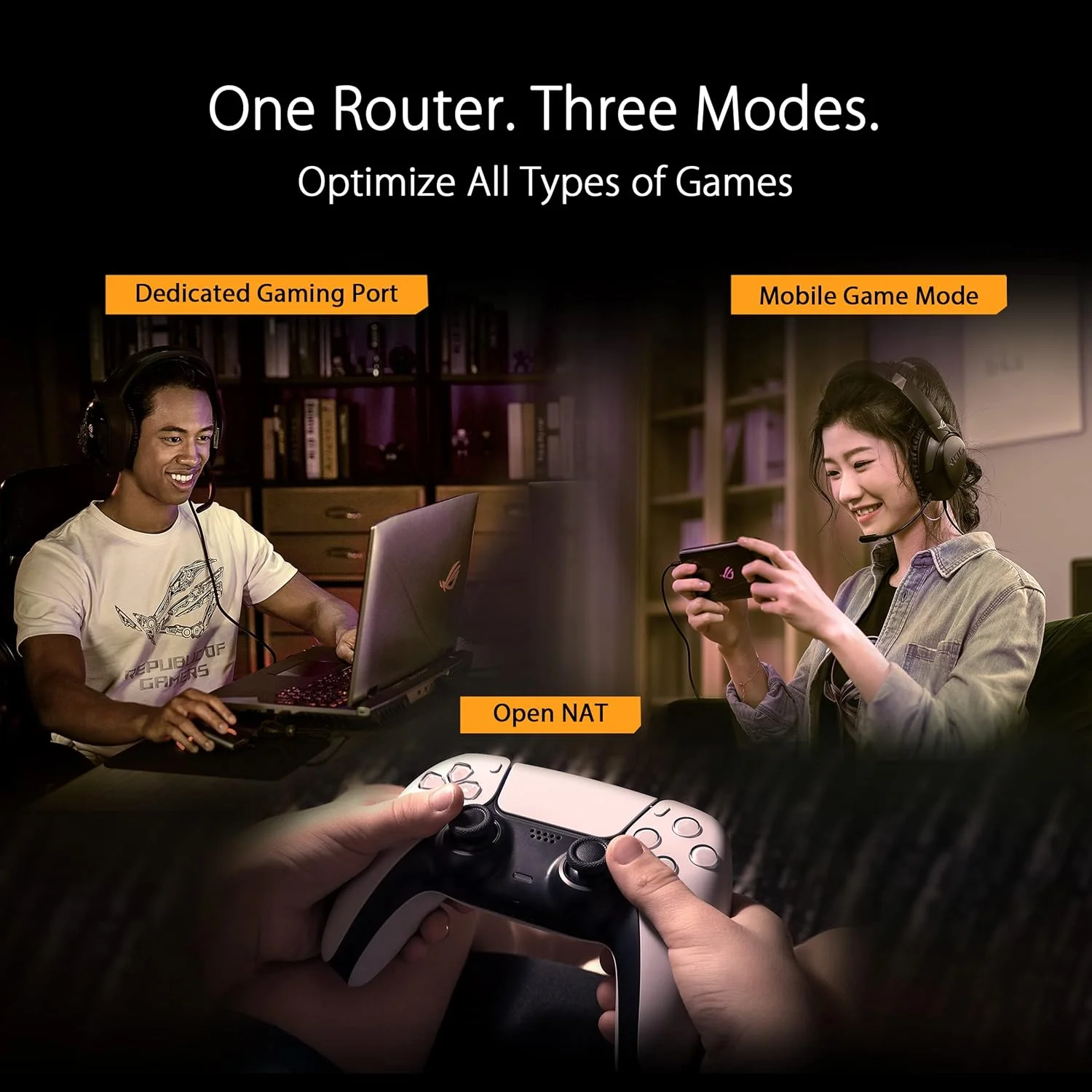 روتر گیمینگ ASUS TUF Gaming WiFi 6 (TUF-AX6000) - پورت اختصاصی گیمینگ، پورت دوگانه 2.5G، انتقال پورت 3 مرحله ای، روتر قابل توسعه با AiMesh، امنیت شبکه AiProtection Pro، نورپردازی Aura RGB