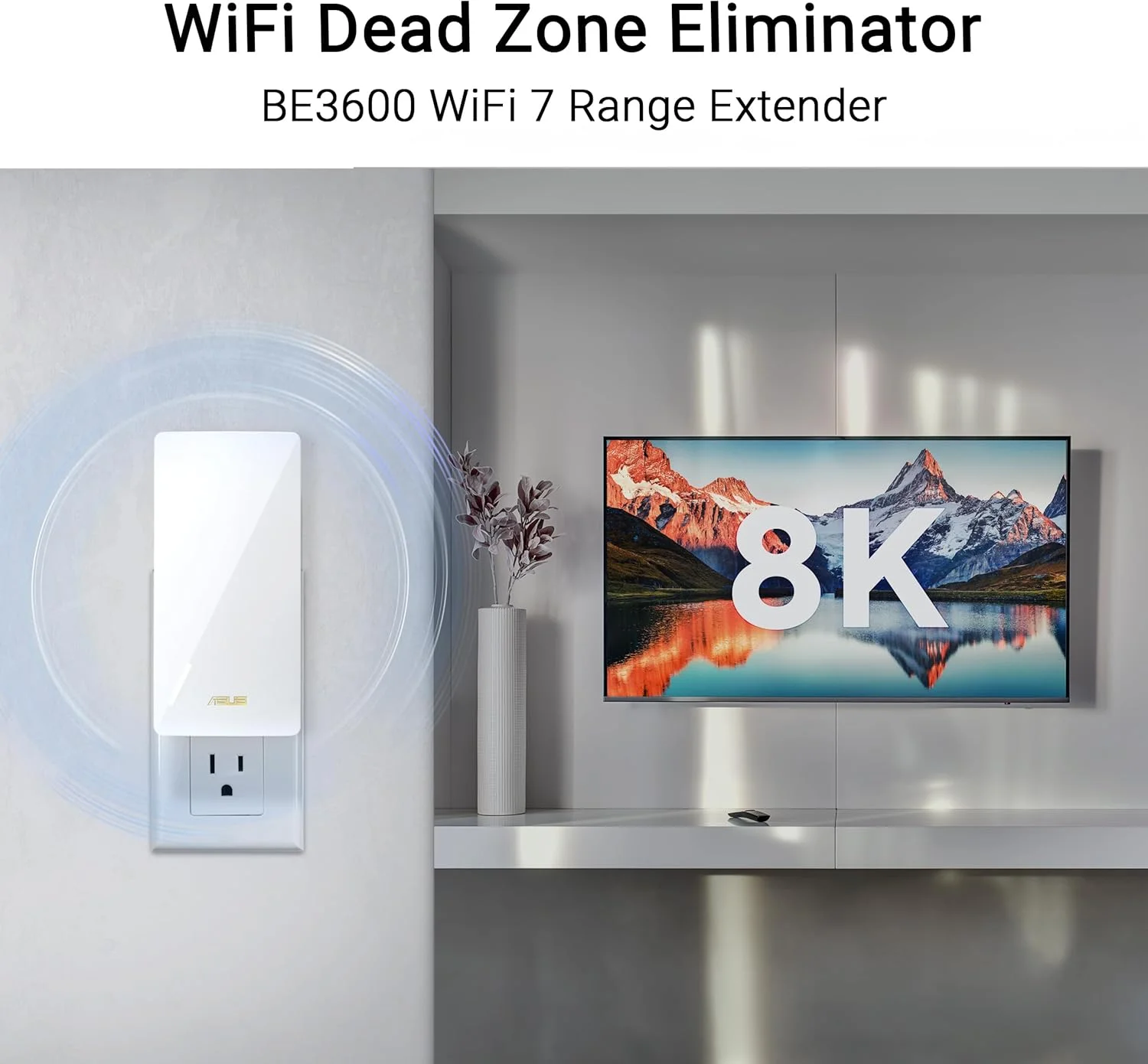 تقویت کننده محدوده وای فای ASUS RP-BE58 BE3600 دو بانده WiFi 7 (802.11be)، توسعه دهنده AiMesh برای وای فای مش یکپارچه؛ سازگار با هر روتر وای فای