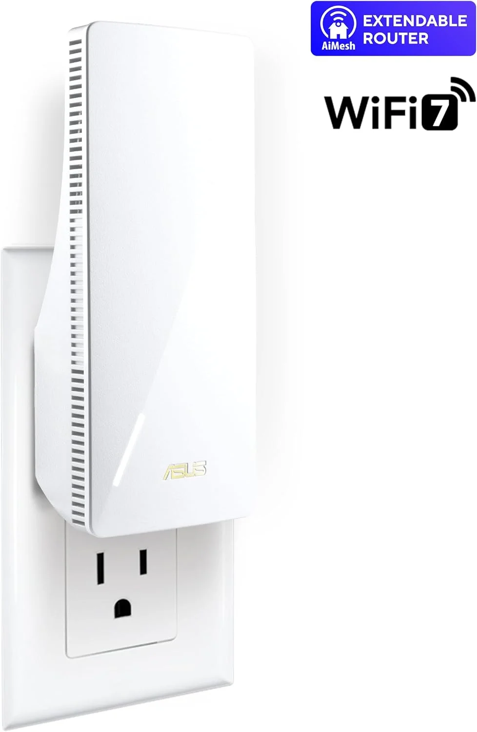 تقویت کننده محدوده وای فای ASUS RP-BE58 BE3600 دو بانده WiFi 7 (802.11be)، توسعه دهنده AiMesh برای وای فای مش یکپارچه؛ سازگار با هر روتر وای فای