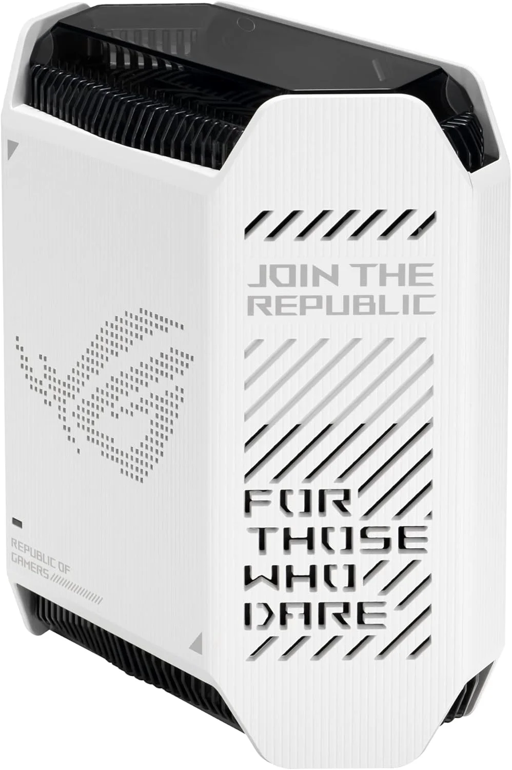 سیستم مش وای فای 6 گیمینگ سه بانده ایسوس ROG Rapture GT6 (2PK) AX10000، پوشش تا 540 متر مربع، پورت 2.5 گیگابیتی، شتاب دهنده سه سطحی بازی، UNII 4، امنیت اینترنت مادام العمر رایگان، سفید مهتابی