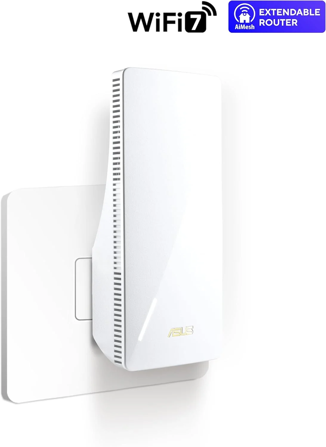 تقویت کننده محدوده ASUS RP-BE58 BE3600 دو بانده WiFi 7 (802.11be): سازگاری کامل با هر روتر WiFi، AiMesh WiFi، برنامه روتر ASUS و برنامه توسعه دهنده، پوشش تا 204 متر مربع - سفید