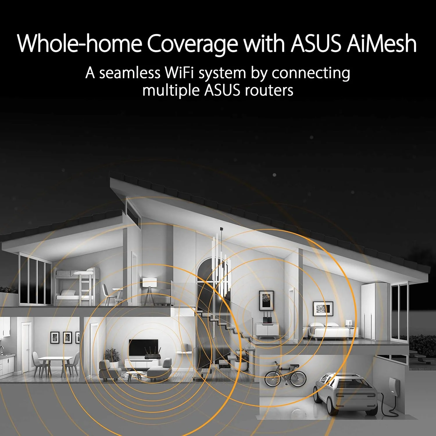 روتر گیمینگ ASUS TUF Gaming AX3000 دو بانده WiFi 6 با قابلیت توسعه، حالت بازی موبایل، Port Forwarding، امنیت شبکه بدون اشتراک، Instant Guard، VPN داخلی، سازگار با AiMesh - مشکی