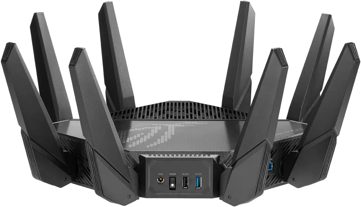 روتر گیمینگ سه بانده وای فای 6 ایسوس ROG Rapture GT-AX11000 Pro، شتاب دهنده بازی سه سطحی، سازگار با AiMesh - مشکی