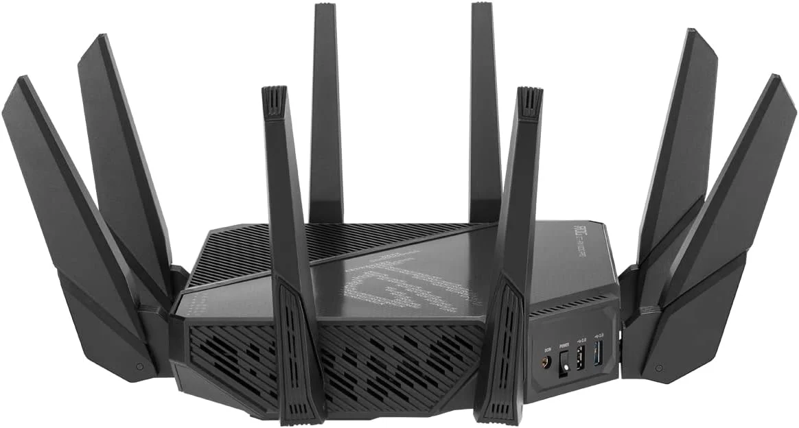 روتر گیمینگ سه بانده وای فای 6 ایسوس ROG Rapture GT-AX11000 Pro، شتاب دهنده بازی سه سطحی، سازگار با AiMesh - مشکی