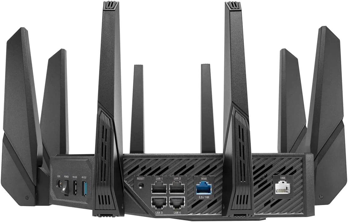 روتر گیمینگ سه بانده وای فای 6 ایسوس ROG Rapture GT-AX11000 Pro، شتاب دهنده بازی سه سطحی، سازگار با AiMesh - مشکی