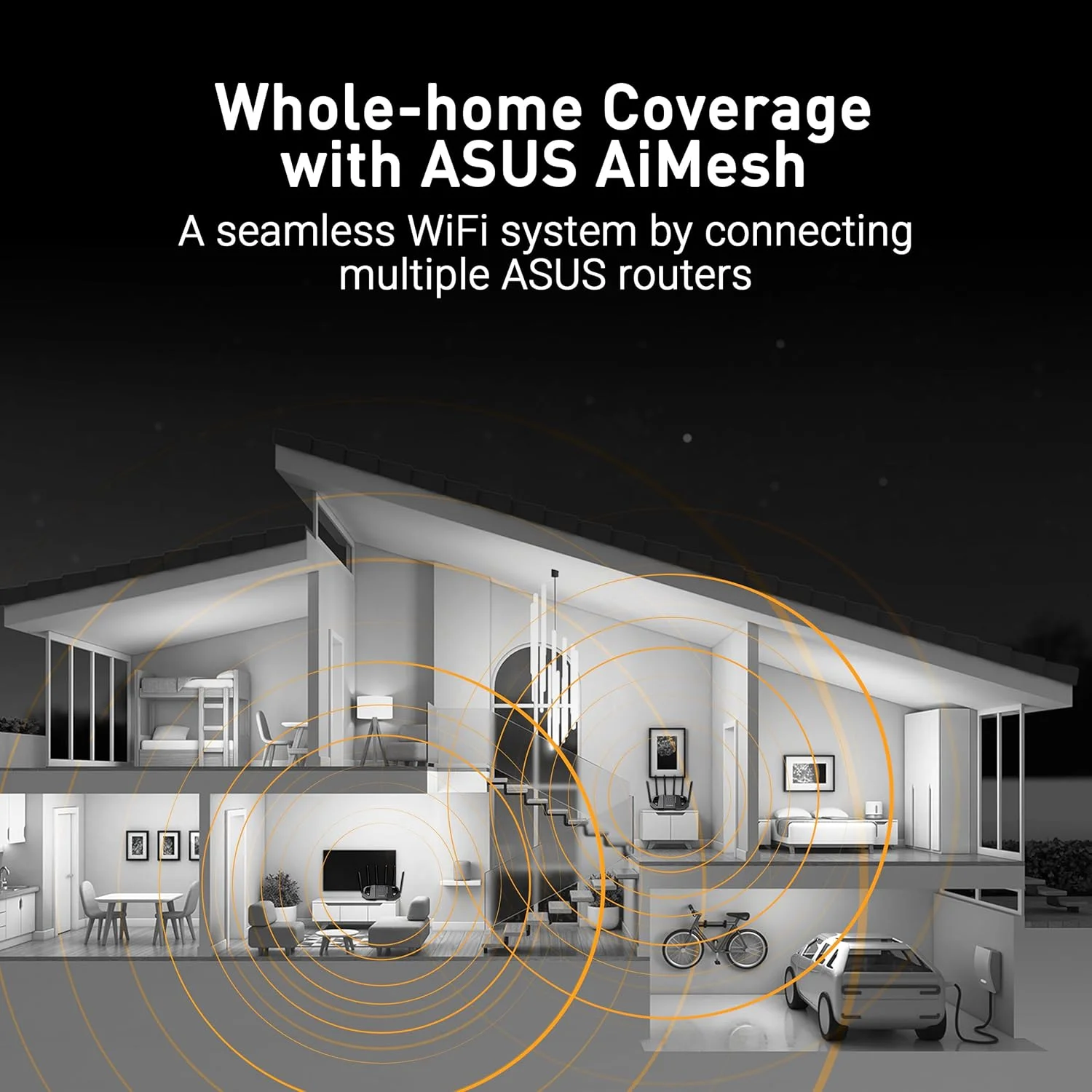 روتر گیمینگ ASUS TUF Gaming BE6500 Dual Band WiFi 7 با قابلیت توسعه: دارای چهار پورت 2.5GbE، انتقال پورت 3 مرحله ای، مستر خانه هوشمند، پشتیبانی از AiMesh و AiProtection Pro برای امنیت شبکه - مشکی