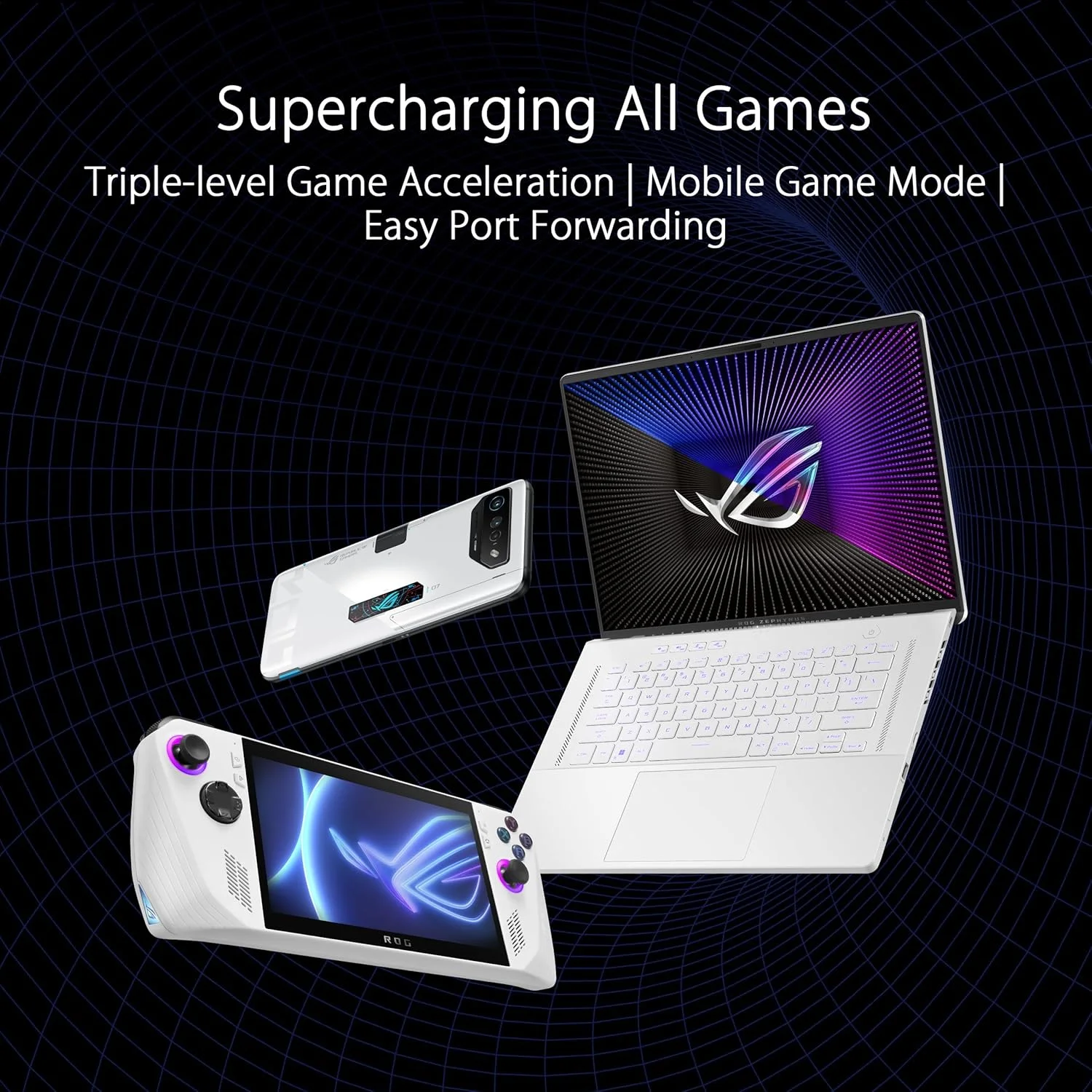 روتر گیمینگ ASUS ROG Rapture GT-BE98 چهار بانده WiFi 7 AiMesh با قابلیت توسعه، 25 گیگابیت بر ثانیه، 320 مگاهرتز، 4K-QAM، دو پورت 10G، چهار پورت 2.5G، VPN، اتصال اینترنت 4G LTE/5G - مشکی