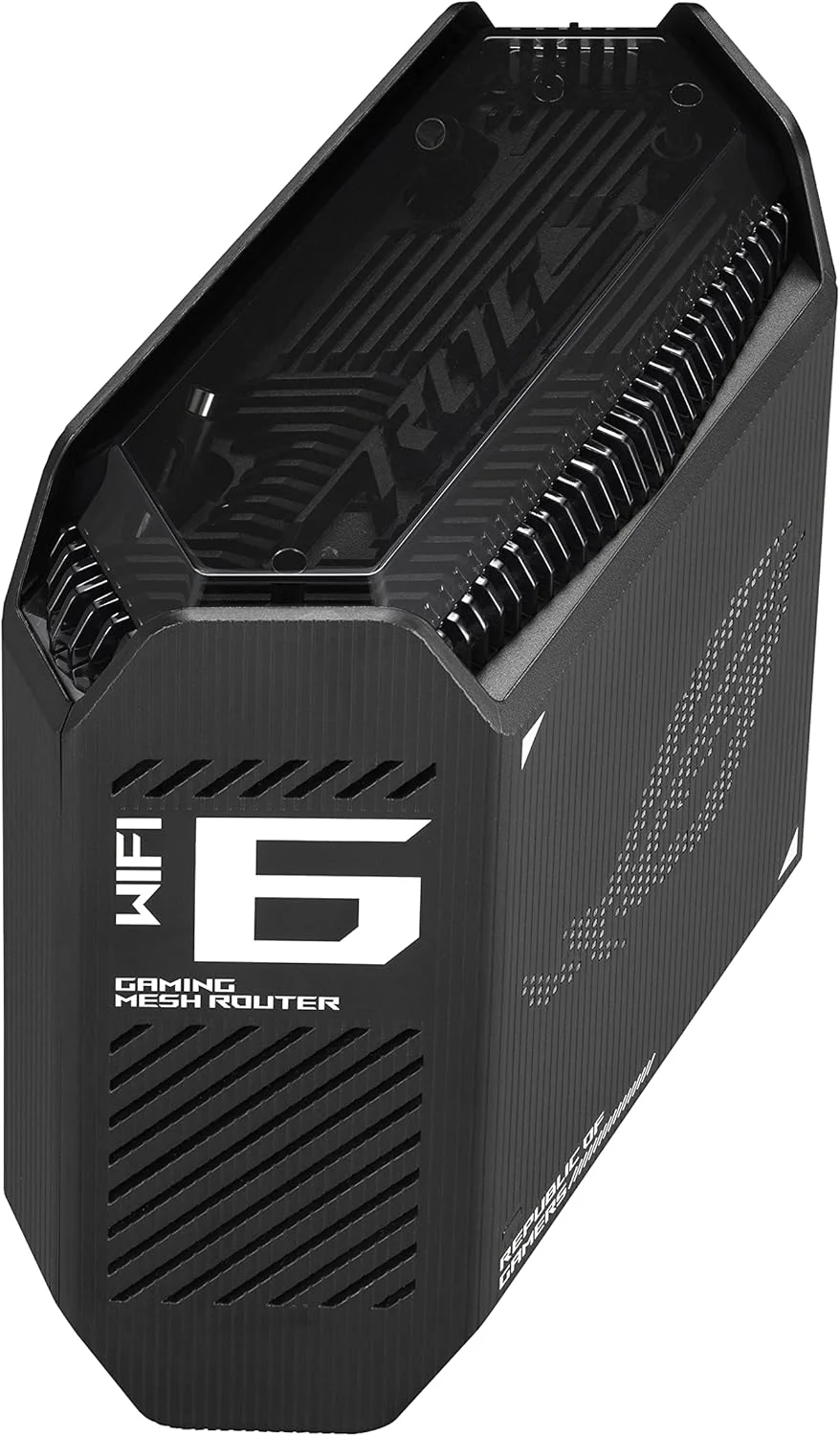 سیستم وای فای مش گیمینگ سه بانده ASUS ROG Rapture GT6 (1PK) WiFi 6، پوشش تا 5800 فوت مربع، پورت 2.5 گیگابیت بر ثانیه، شتاب دهنده بازی سه سطحی، UNII 4، امنیت اینترنت مادام العمر رایگان - مشکی