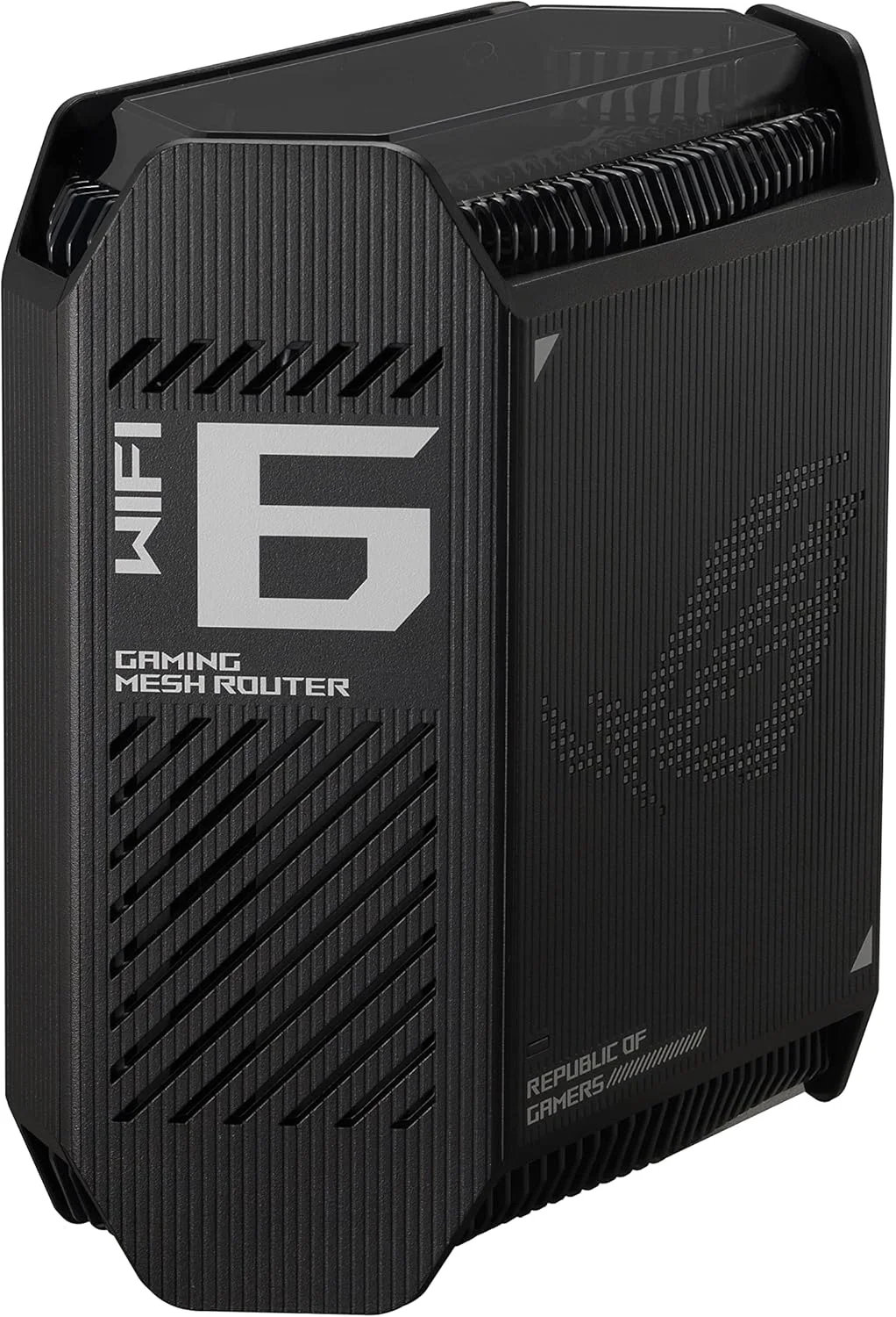 سیستم وای فای مش گیمینگ سه بانده ASUS ROG Rapture GT6 (1PK) WiFi 6، پوشش تا 5800 فوت مربع، پورت 2.5 گیگابیت بر ثانیه، شتاب دهنده بازی سه سطحی، UNII 4، امنیت اینترنت مادام العمر رایگان - مشکی
