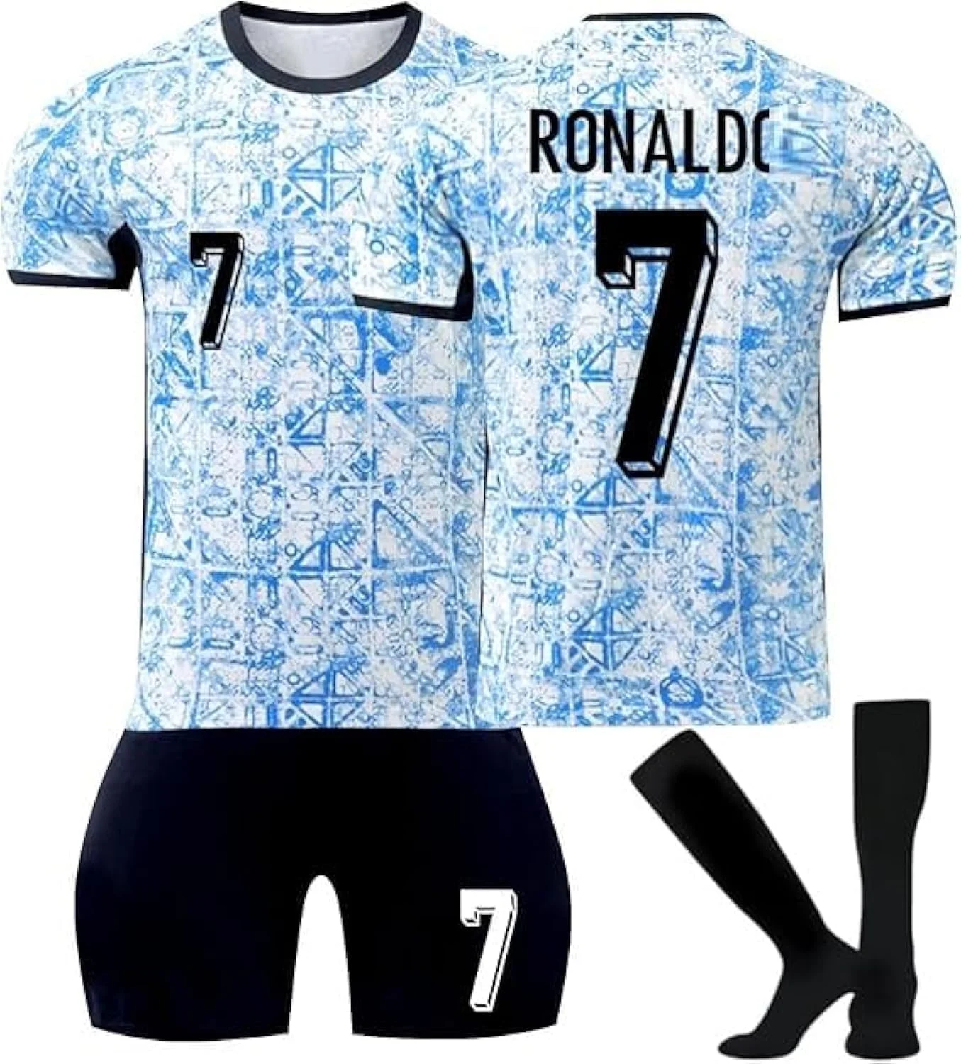 ست لباس ورزشی فوتبال بچه گانه طرح پرتغال لجند شماره CR7