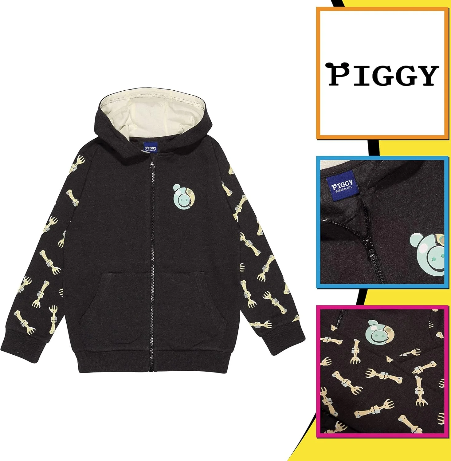 هودی زیپ دار پسرانه Piggy Zombie Popgear - زغالی هودی زیپ دار پسرانه Piggy Zombie Popgear - زغالی