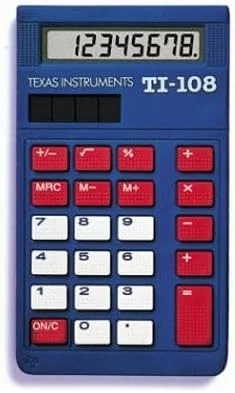 ماشین حساب ساده تگزاس اینسترومنتس TI-108 (108/TKT/1L1/C) - 8 کاراکتر - LCD - انرژی خورشیدی - بسته 10 عددی